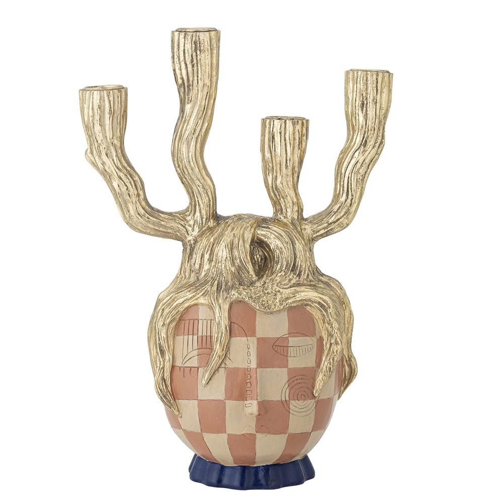 Bloomingville Kerzenhalter Medusa, Kerzenständer Gold Polyresin Handbemalt 32 cm