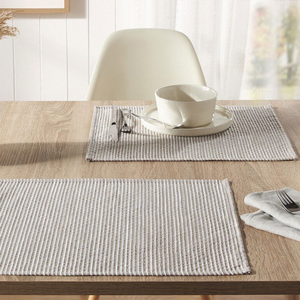 Platzset, Platzmatte Platzset Taupe Tischdeko beige Home-trends24.de, (2-St) Uni Textil Set, 2er