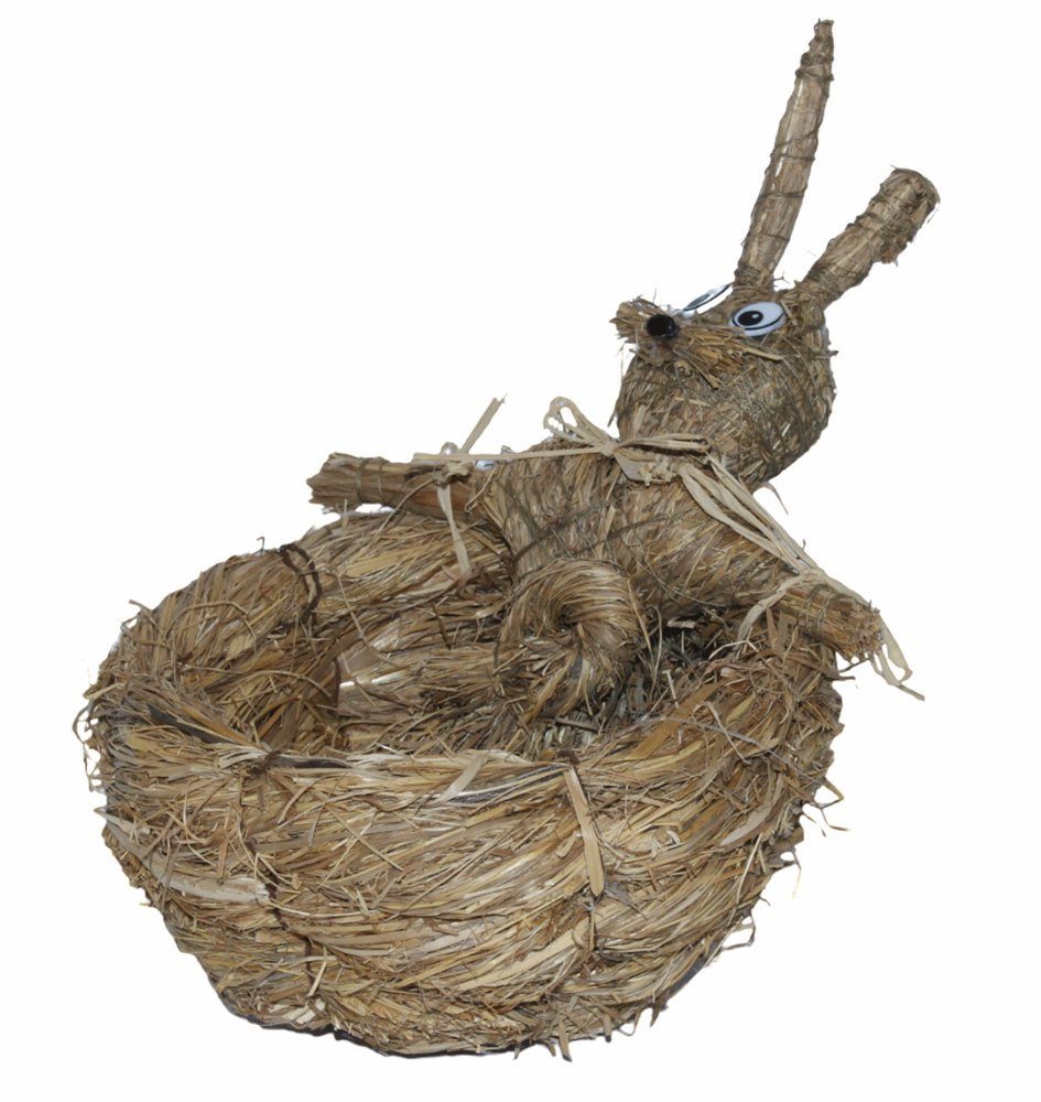 JS GartenDeko Osterfigur Deko Heufigur Hasenkorb zum Dekorieren H 18 cm Osterdeko Osterfigur