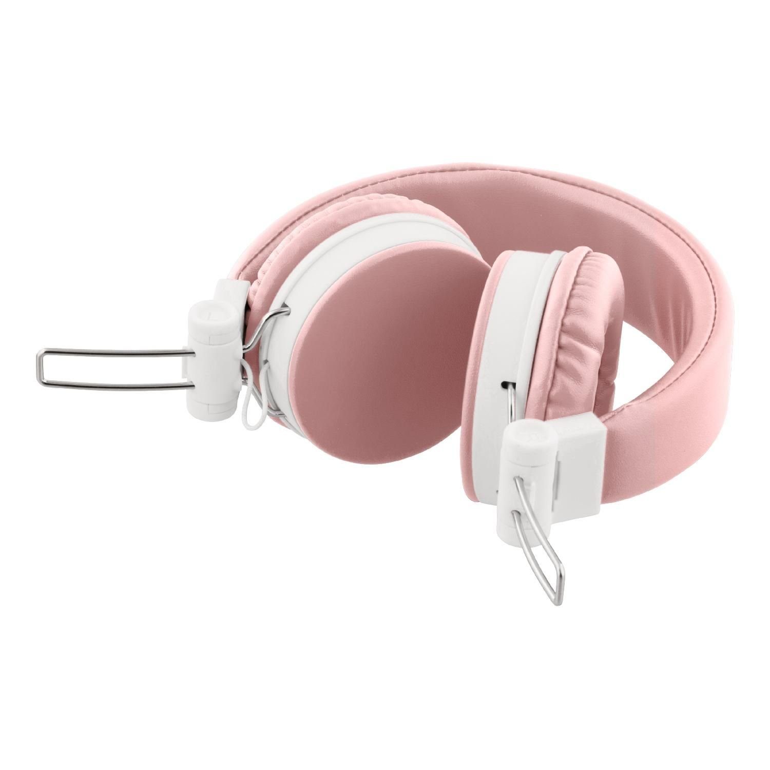Kopfhörer (integriertes Mikrofon, faltbares 1,2m 3.5mm inkl. Herstellergarantie) / Headset, 5 On-Ear-Kopfhörer Ohrpolster rosa, Kabel pink Klinkenanschluss STREETZ Jahre