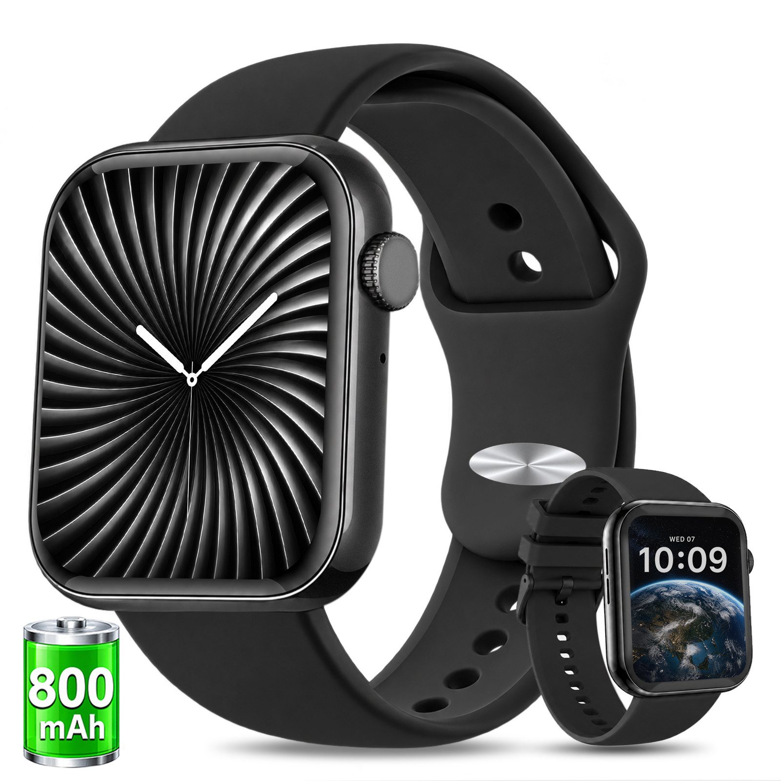 Whraills 2026 Smartwatch Herren Damen 1.83 " AMOLED Display Smartwatch 800mAh Smartwatch, Herzfrequenz-/Atemübungen-/SpO2-/Schlafüberwachung für Android und iOS
