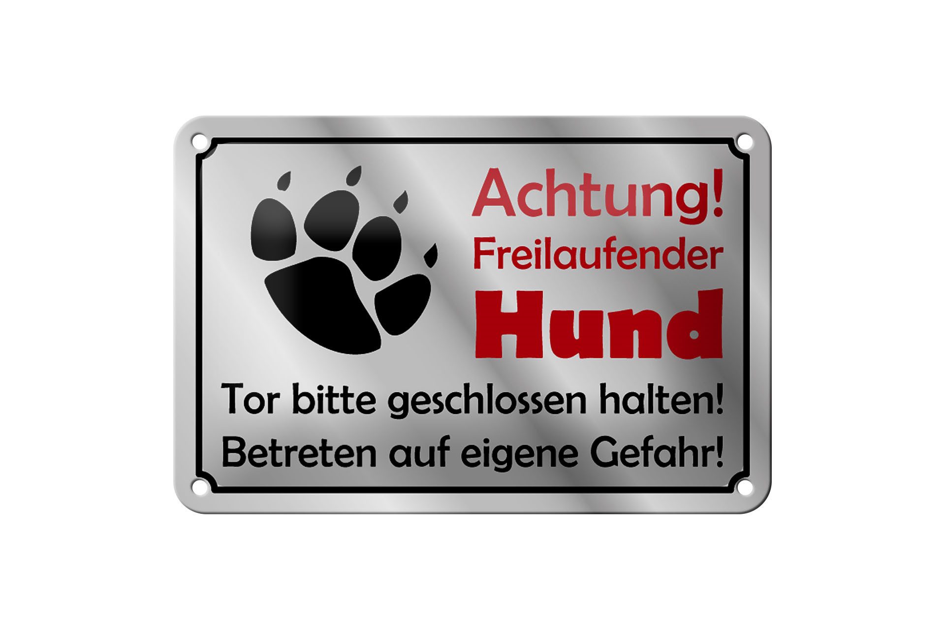 Femer GmbH Metallschild Hinweis 18x12cm Achtung Freilaufender Hund Gefahr S günstig online kaufen