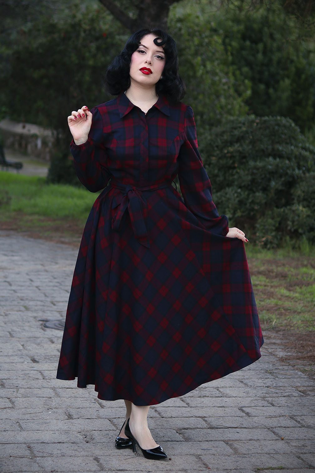 Hearts & Roses London A-Linien-Kleid Kim Tartan Retro Vintage Fit-N-Flare 5 günstig online kaufen