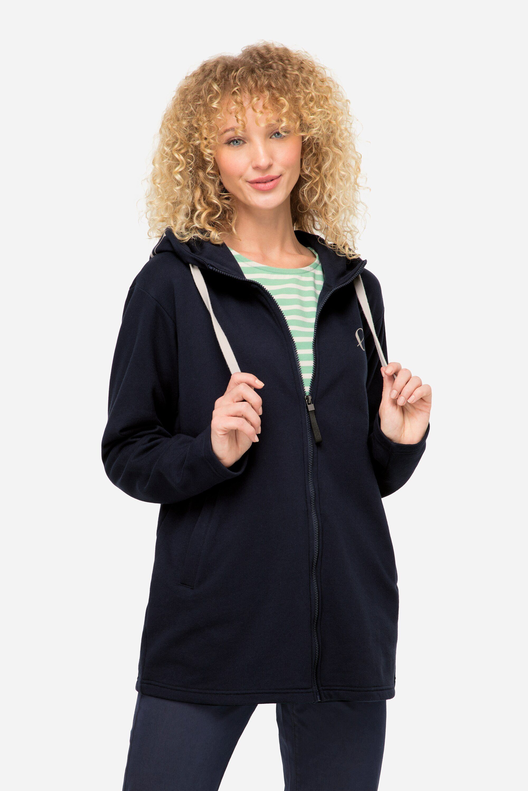 Laurasøn Sweatjacke Hoodiejacke extra lang Kapuze Langarm