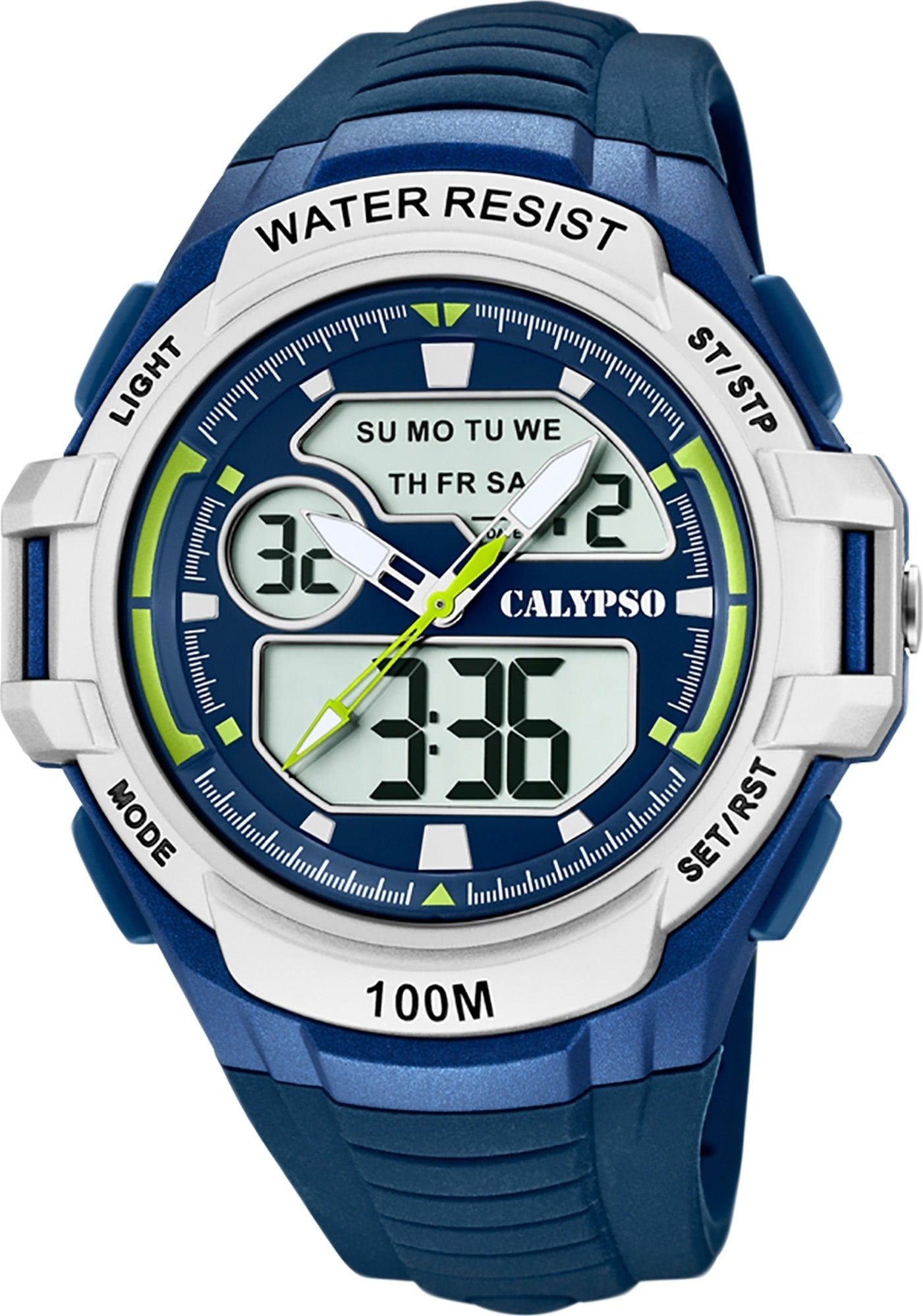 CALYPSO WATCHES Digitaluhr Calypso Herren Uhr K5770/3, Herren Armbanduhr rund, Kunststoff, PUarmband blau, Sport