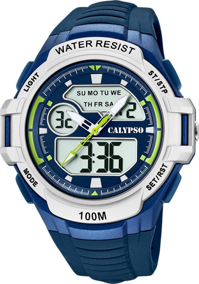 CALYPSO WATCHES Digitaluhr Calypso Herren Uhr K5770/3, Herren Armbanduhr  rund, Kunststoff, PUarmband blau, Sport