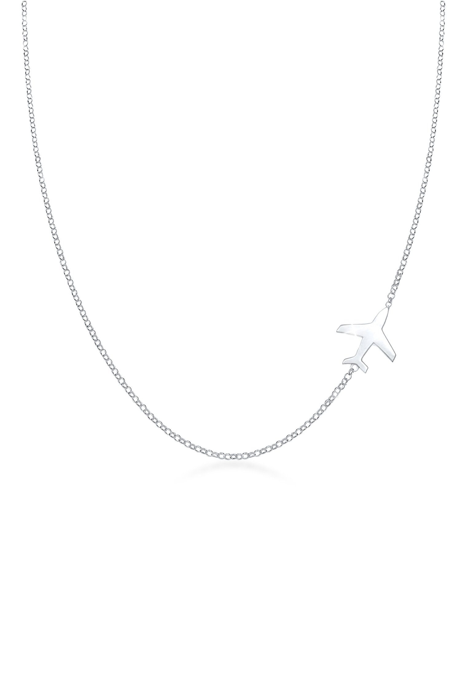 Elli Kette mit Anhänger Flugzeug Reise Travel Erbskette Trend 925 Silber, Flugzeug