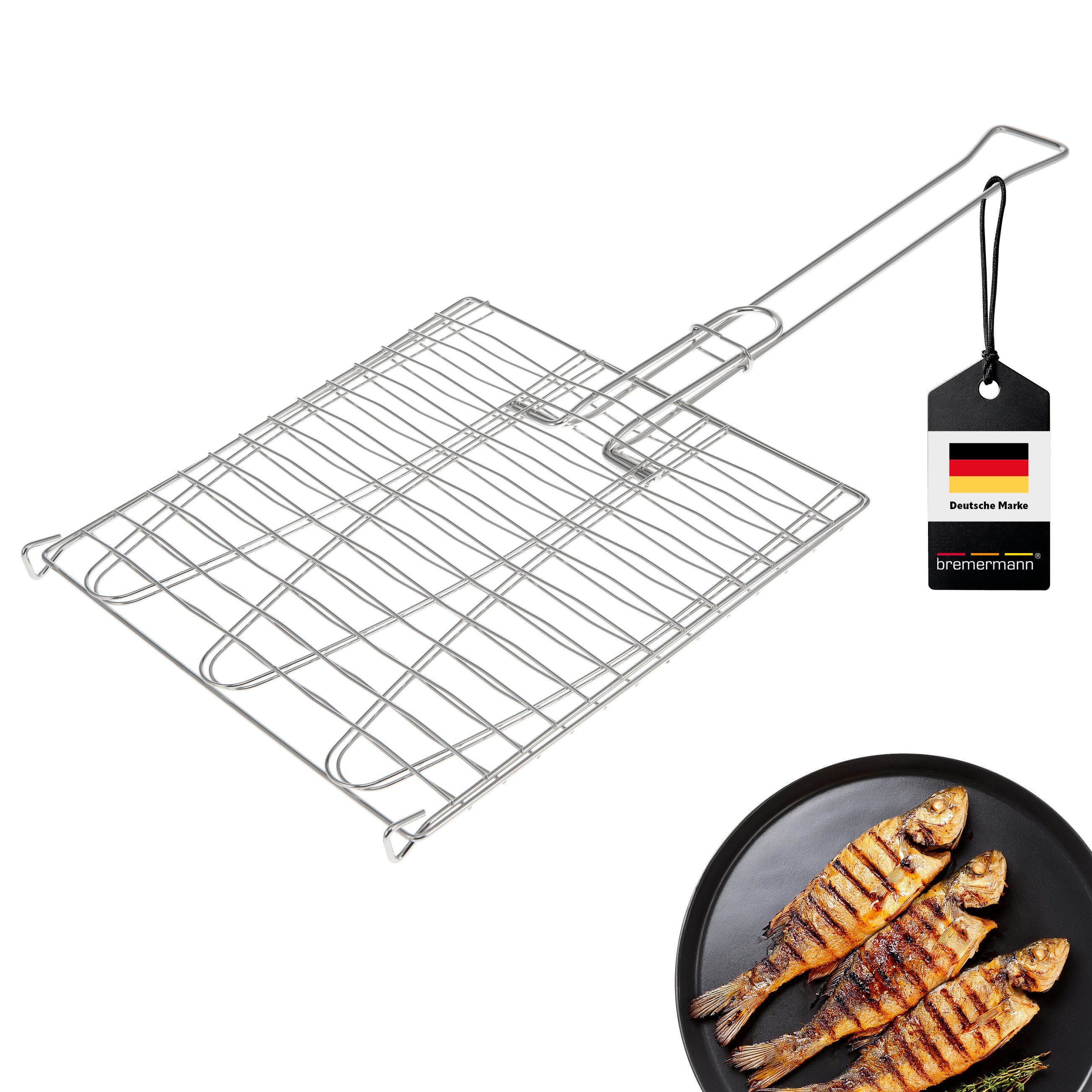 bremermann Grillguthalter Fischgriller 3fach // Edelstahl // ca. 59 x 27,5 cm // Fischbräter