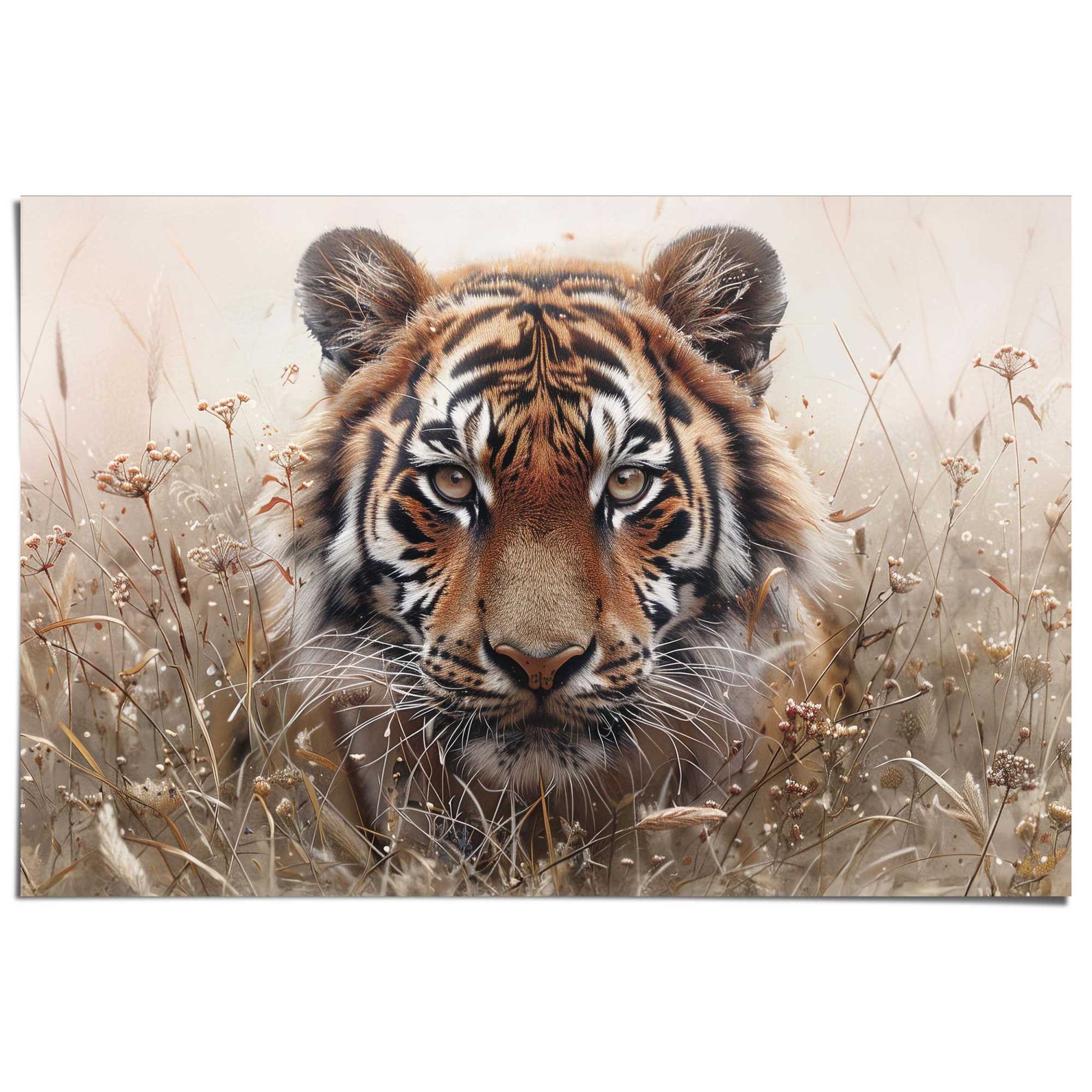 Reinders! Poster Hunting Tiger, Wohnzimmer - Beige - 150 gr. Papier - Tiere günstig online kaufen