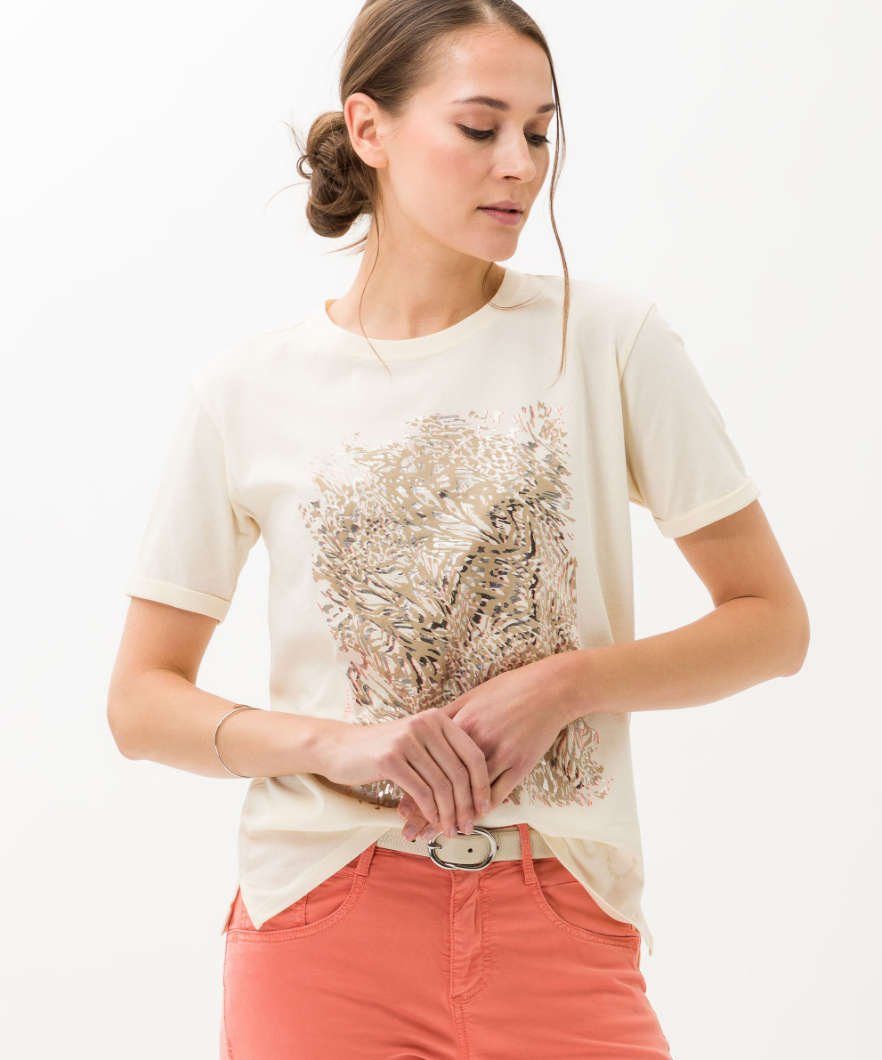 Kurzarmshirt Damenshirt Trendiges CIRA, modernem Print in Brax Front Style mit