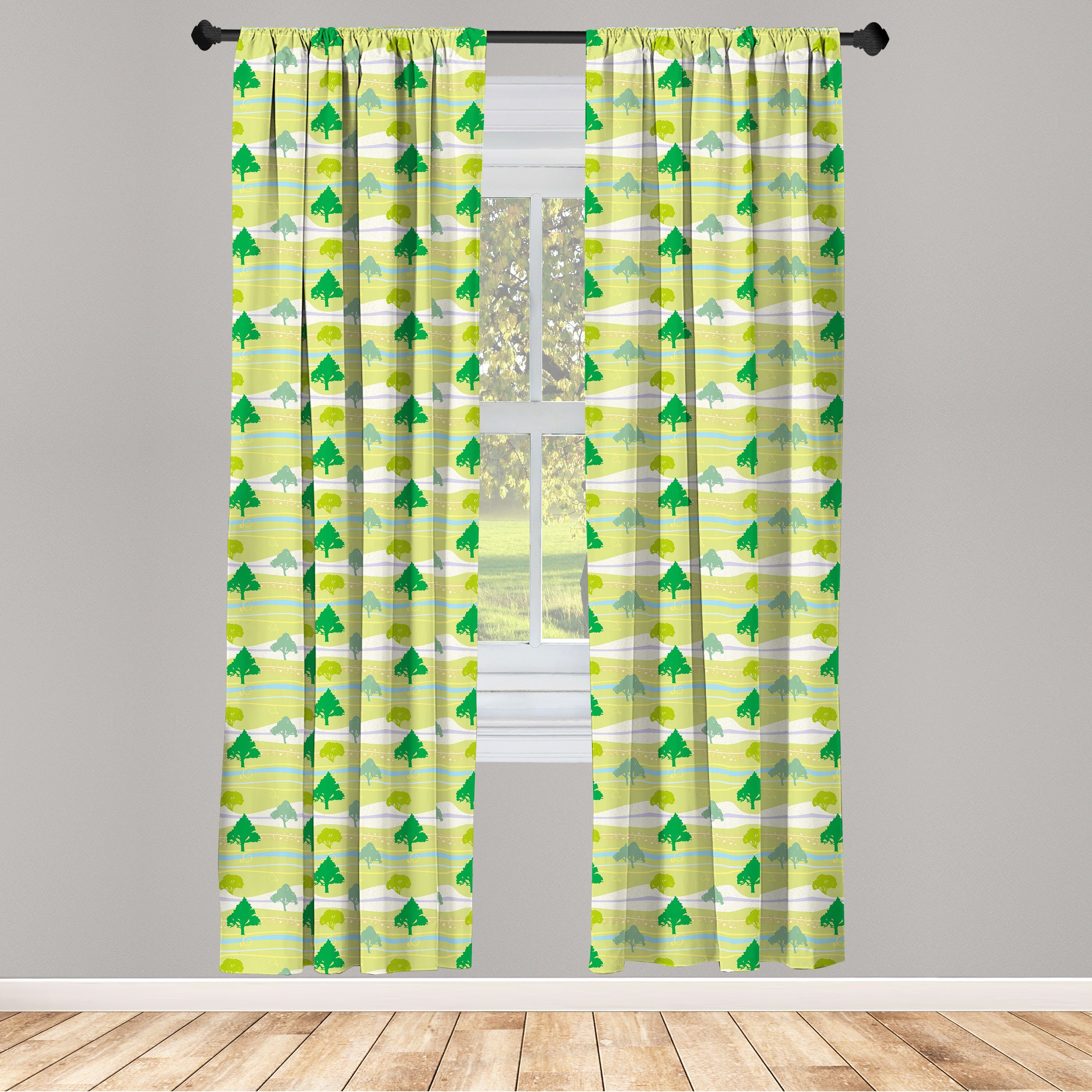 Gardine Vorhang für Wohnzimmer Schlafzimmer Dekor, Abakuhaus, Microfaser, Wald Bäume auf einem Waldweg