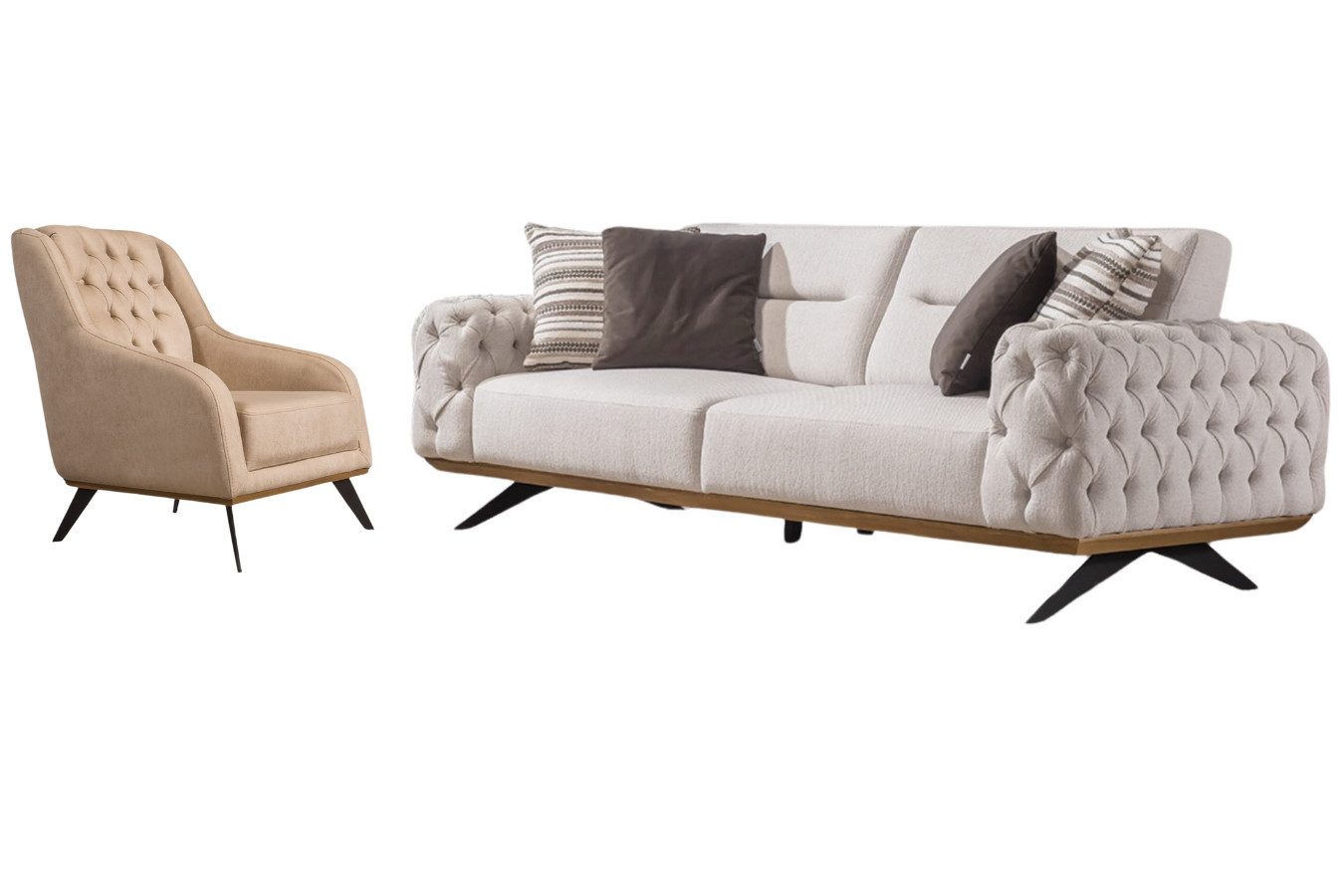 Villa Möbel Polstergarnitur Havana, (Sofa Set, Set besteht aus: 3 Sitzer+Sessel), mit Relax-/Bettfunktion durch verstellbare Rückenlehne