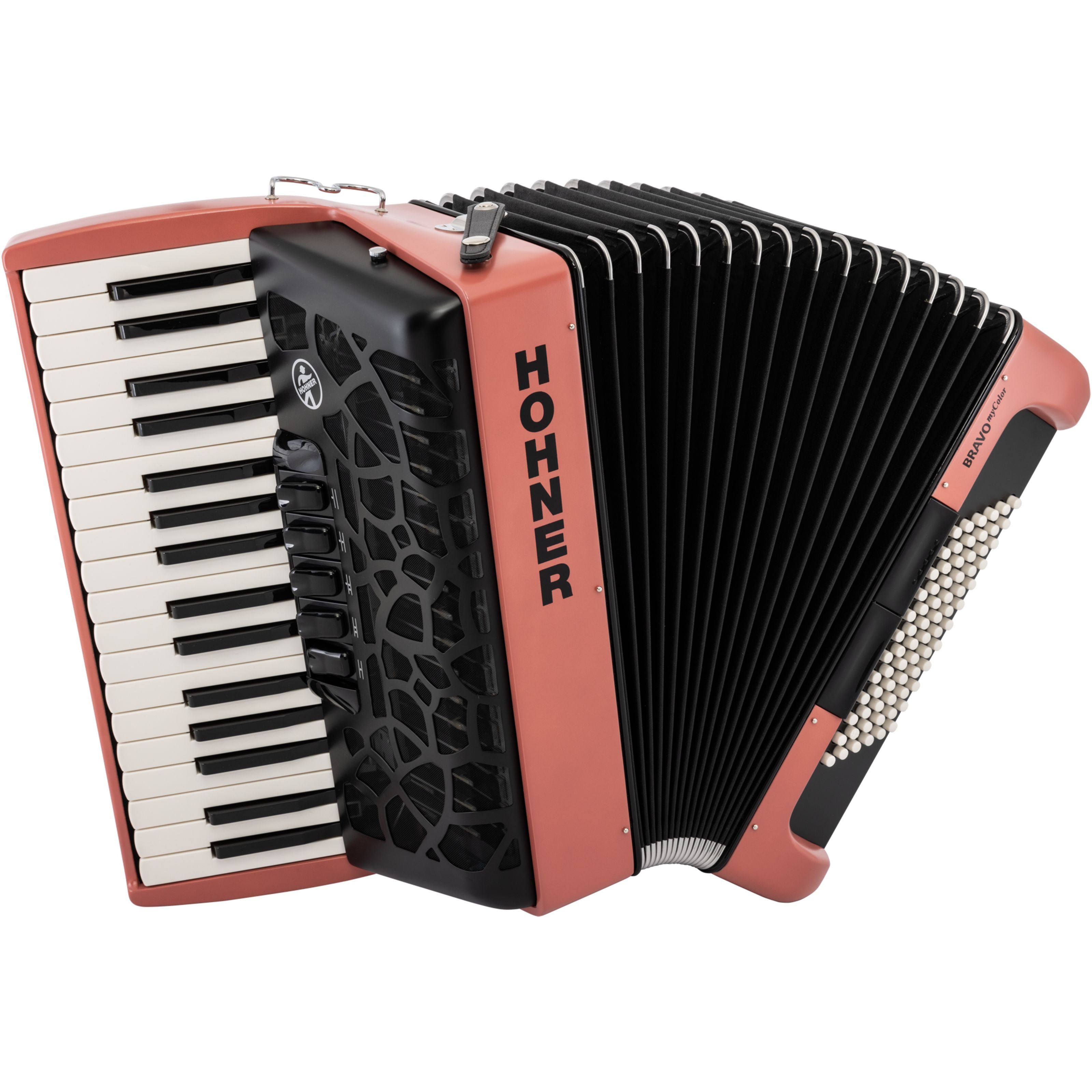 Hohner Knopf-Akkordeon (Akkordeons, Akustische Akkordeons), Bravo myColour Fire III 72 - akustisches Akkordeon
