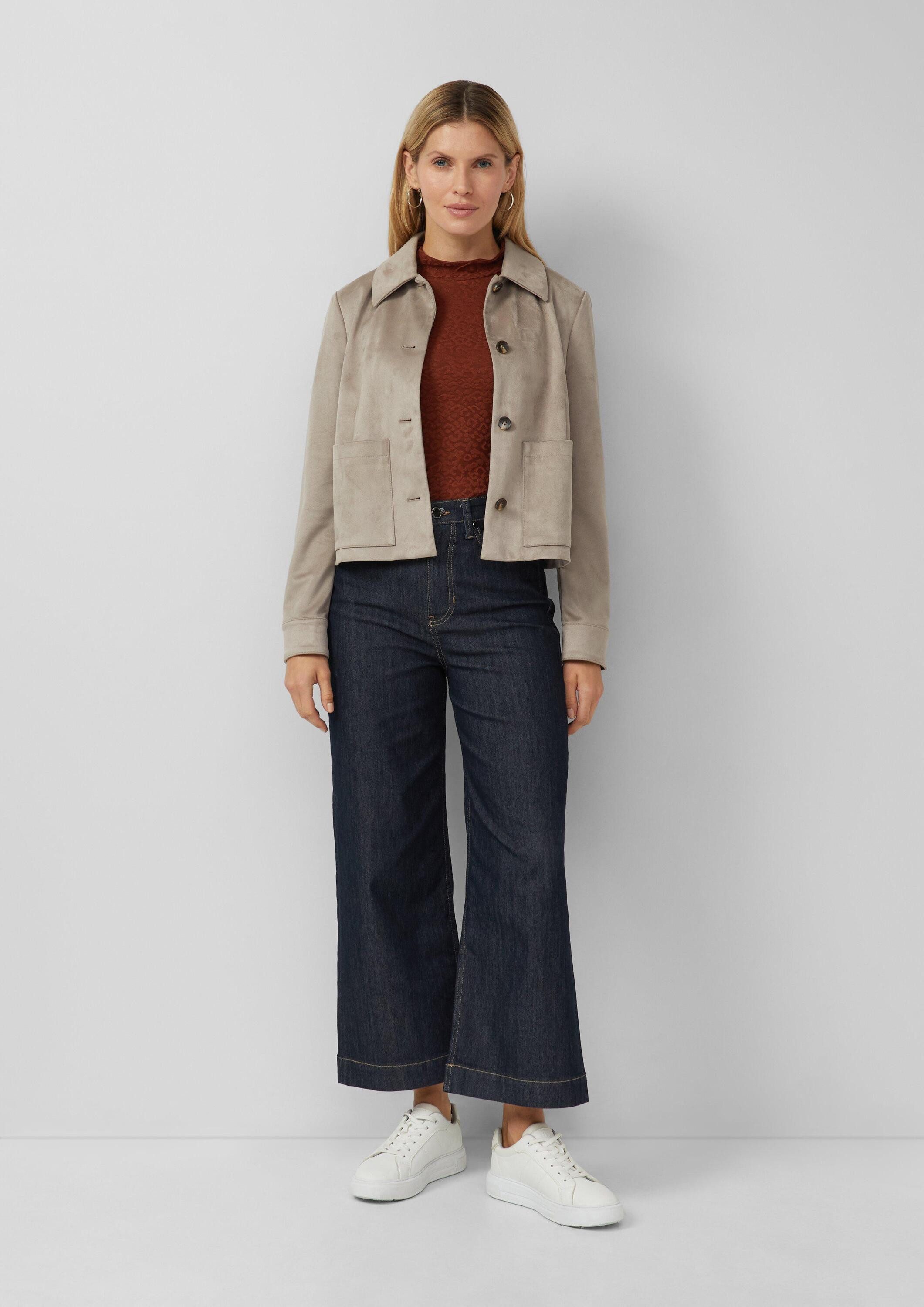s.Oliver Langarmshirt T-Shirt Leicht glänzendes Jacquard-Shirt