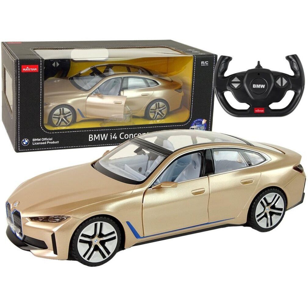 LEAN TOYS Spielzeug-Boot BMW I4 ferngesteuertes Auto RC Rastar Gold 1:14