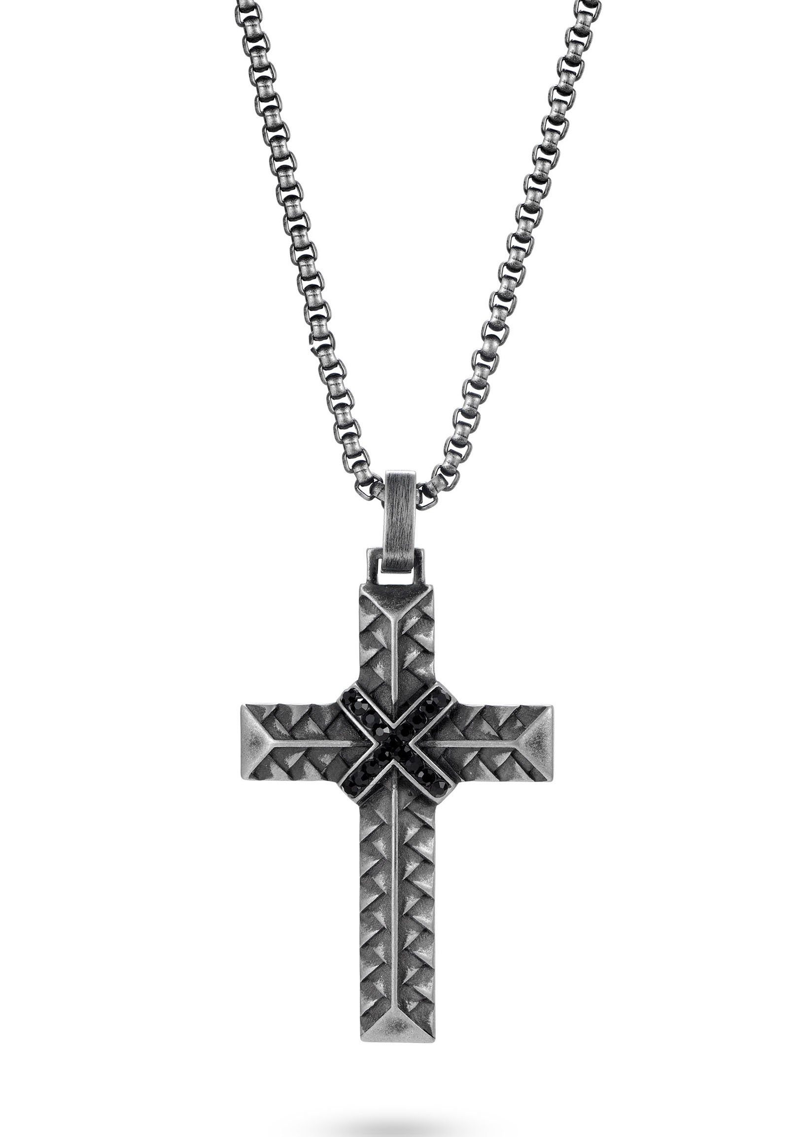 Firetti Kette mit Anhänger Schmuck Geschenk, Woven/Kreuz, mit Zirkonia (synth)