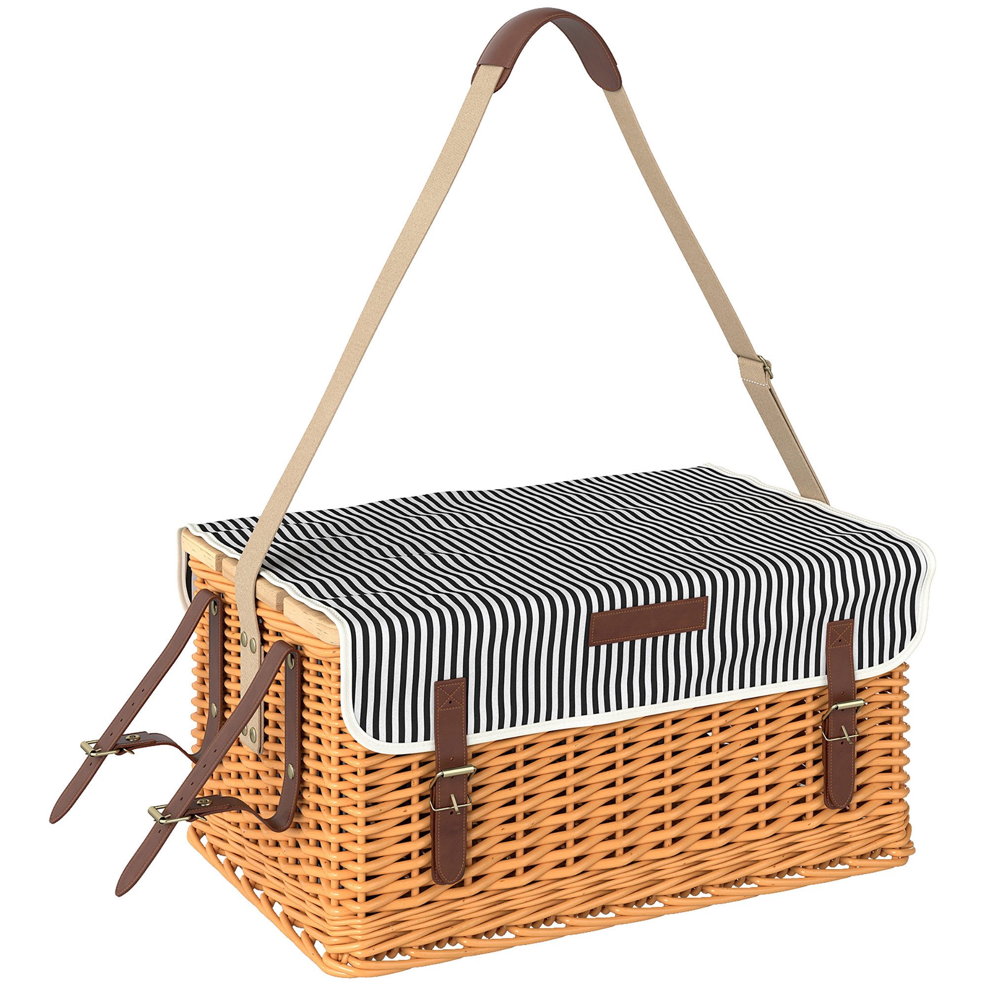 Picknickkorb Picknickkorb Weide für 4 Personen mit Decke & Besteck, hellbraun
