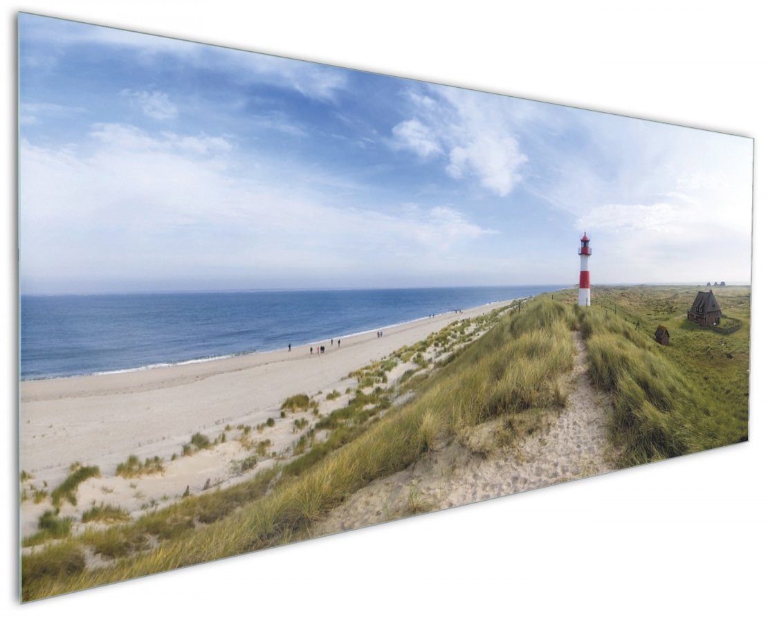 Wallario Küchenrückwand Am Strand von Sylt Leuchtturm auf der Düne Panorama, (1-tlg)