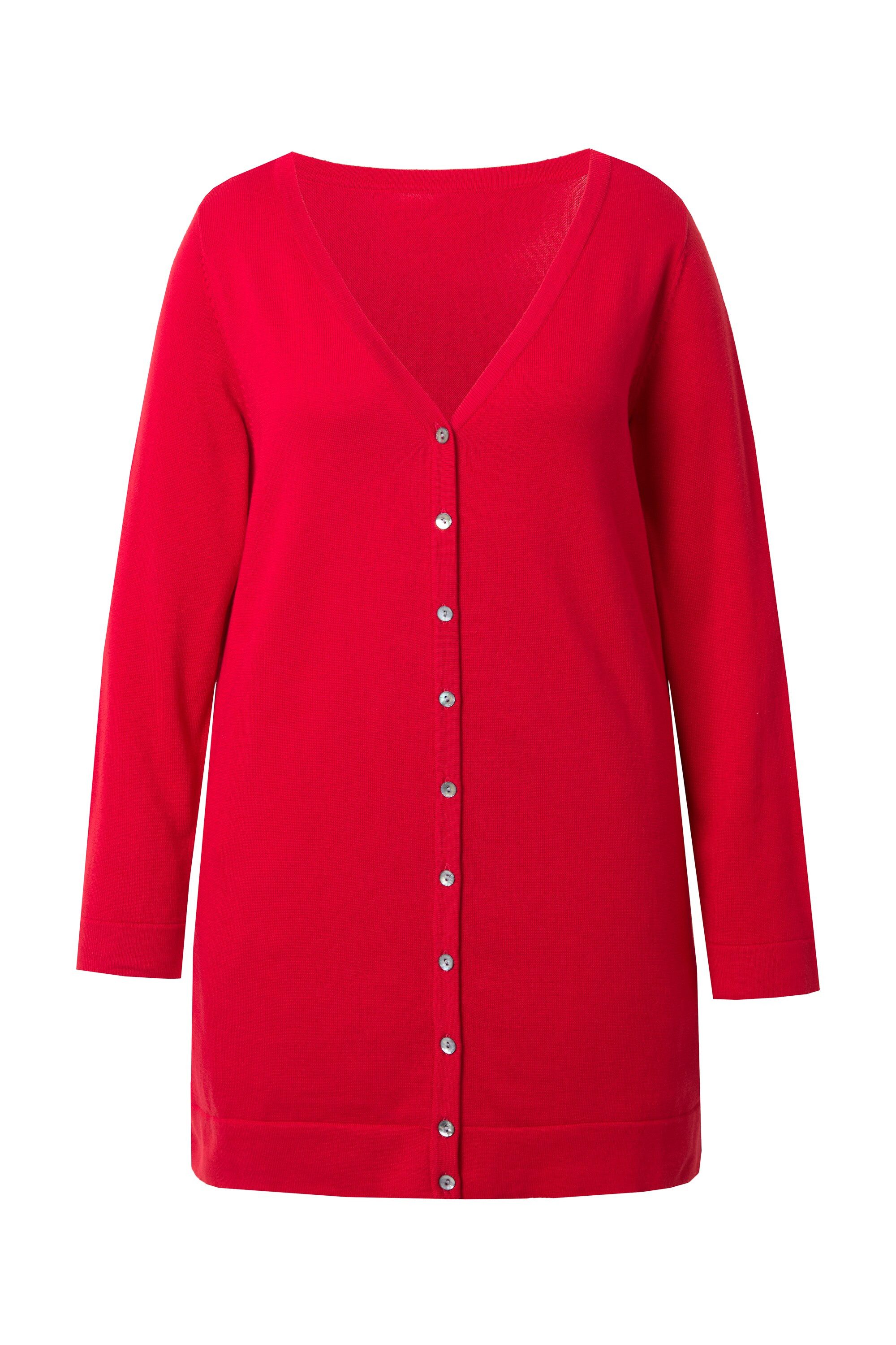 Ulla Popken Strickjacke Long-Strickjacke V-Ausschnitt Langarm Pima Cotton günstig online kaufen