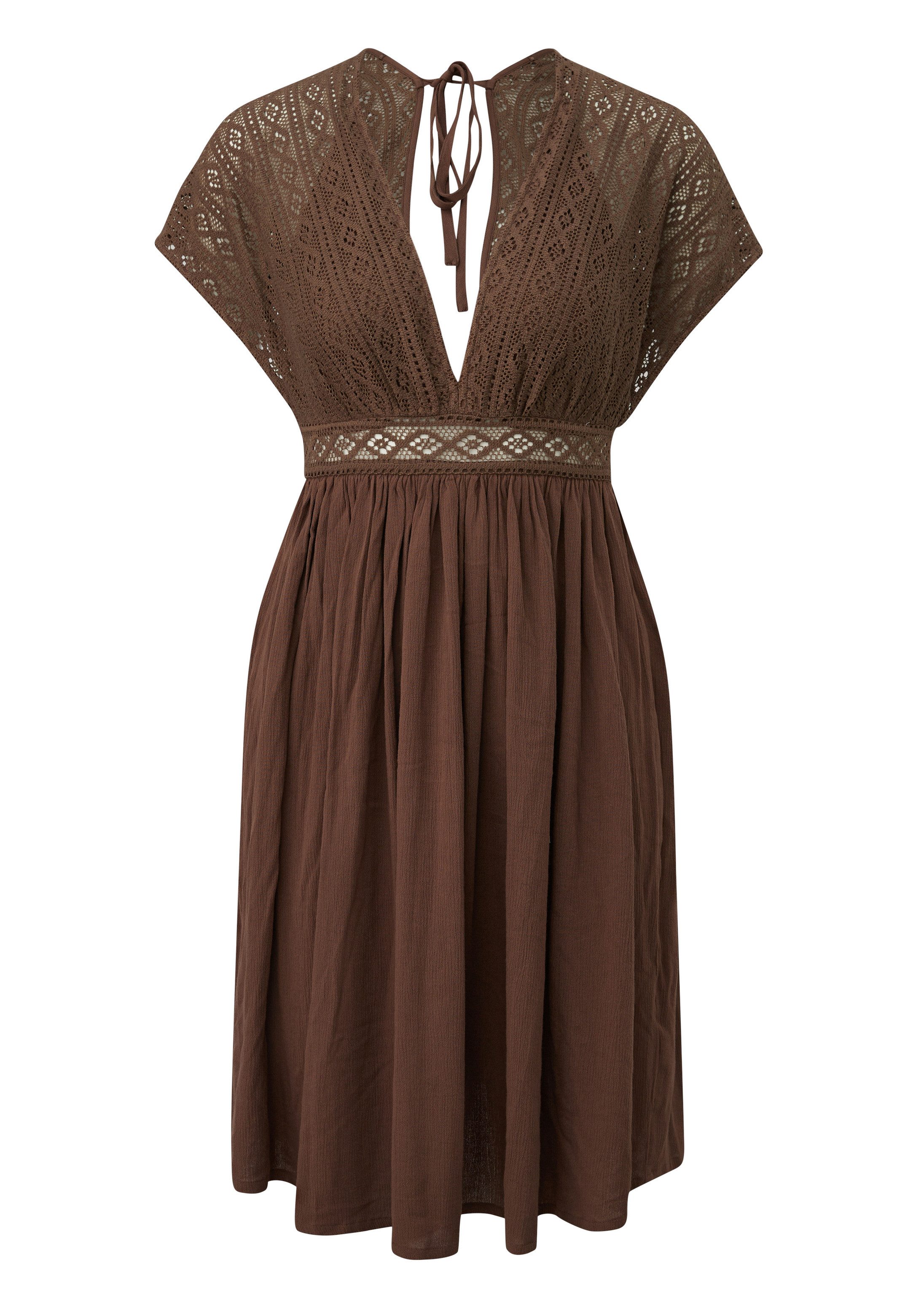 QS Minikleid Kleid Viskosekleid mit Häkelspitze