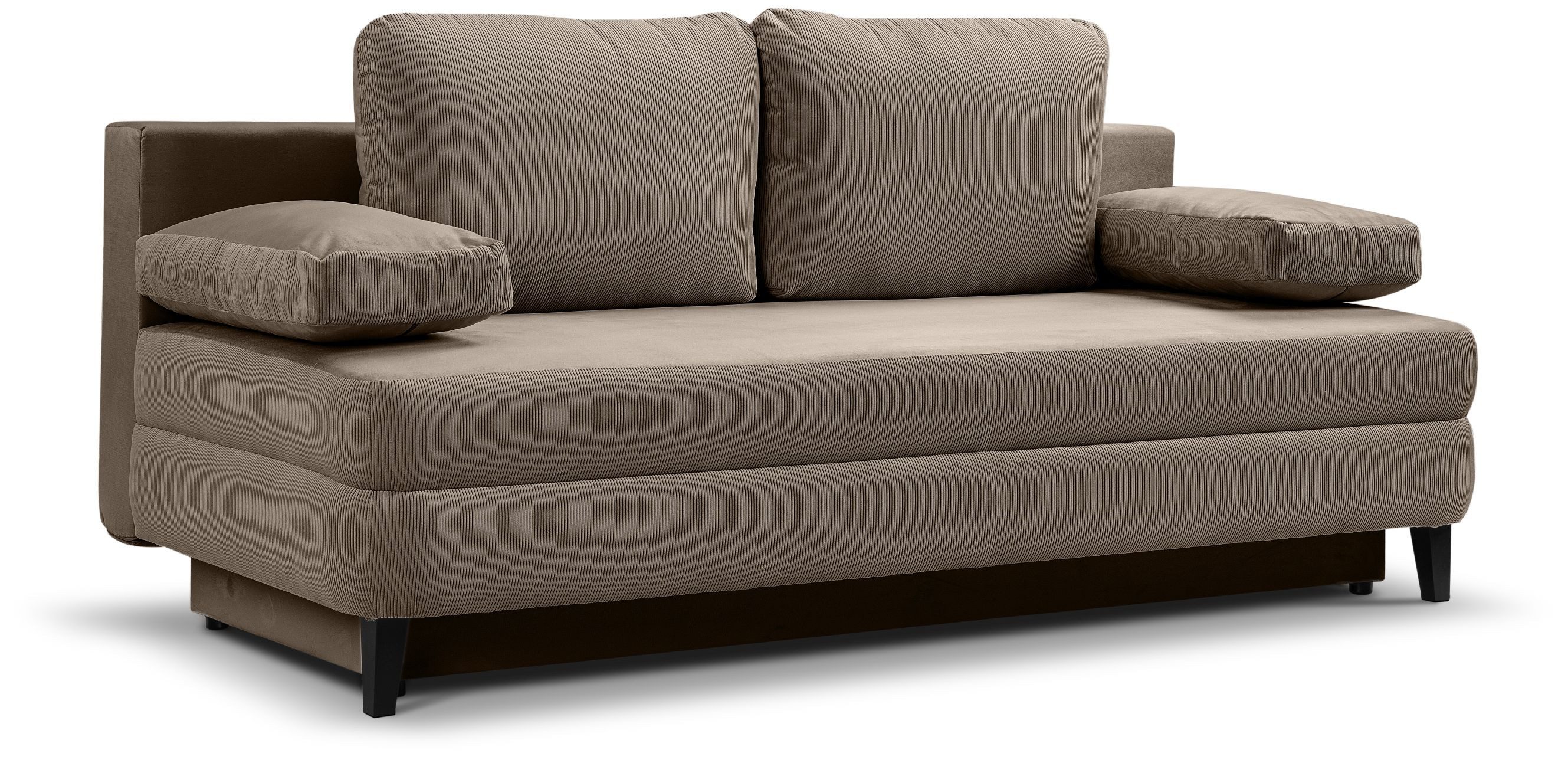 xonox.home Schlafsofa, 2,5 Sitzer aus Cord in braun-beige inkl. Zierkissen 200x91x100cm