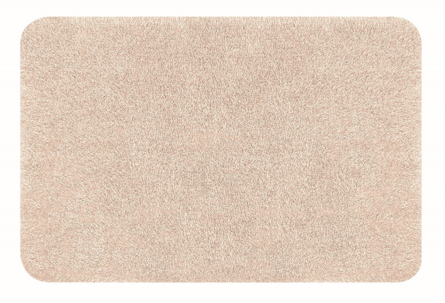 spirella Badematte BRIZZOLO, rechteckig, Höhe: 30 mm, Badteppich Hochflor, Velours meliert, 100% Acryl, Anti-Rutsch Beschichtung, für Fußbodenheizung geeignet, waschbar 40°, schnelltrocknend, 60 x 90 cm, beige