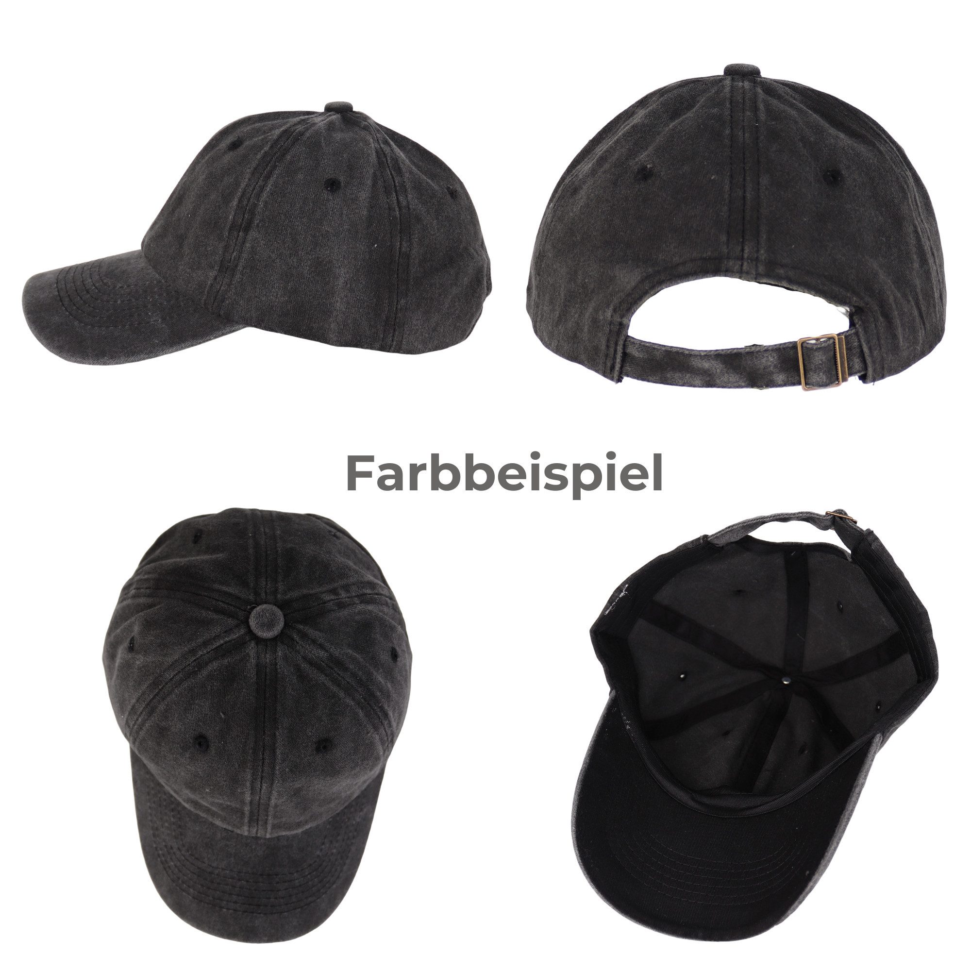 MIRROSI Baseball Cap Vintage in washed Look aus 100% Baumwolle Unifarbe (Outdoor Cap, Feldmütze, Kappe) Atmungsaktiv, Einheitsgröße, Unisex, Damen Herren – Bild 4 von 4