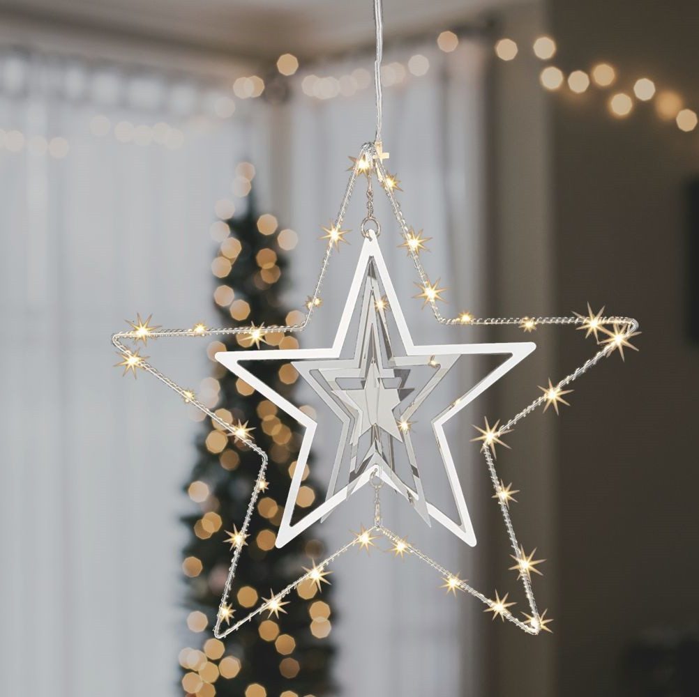 Seasonals Beleuchtetes Fensterbild 1062 3D Hänger Stern 30er warmweiß 3xAA günstig online kaufen