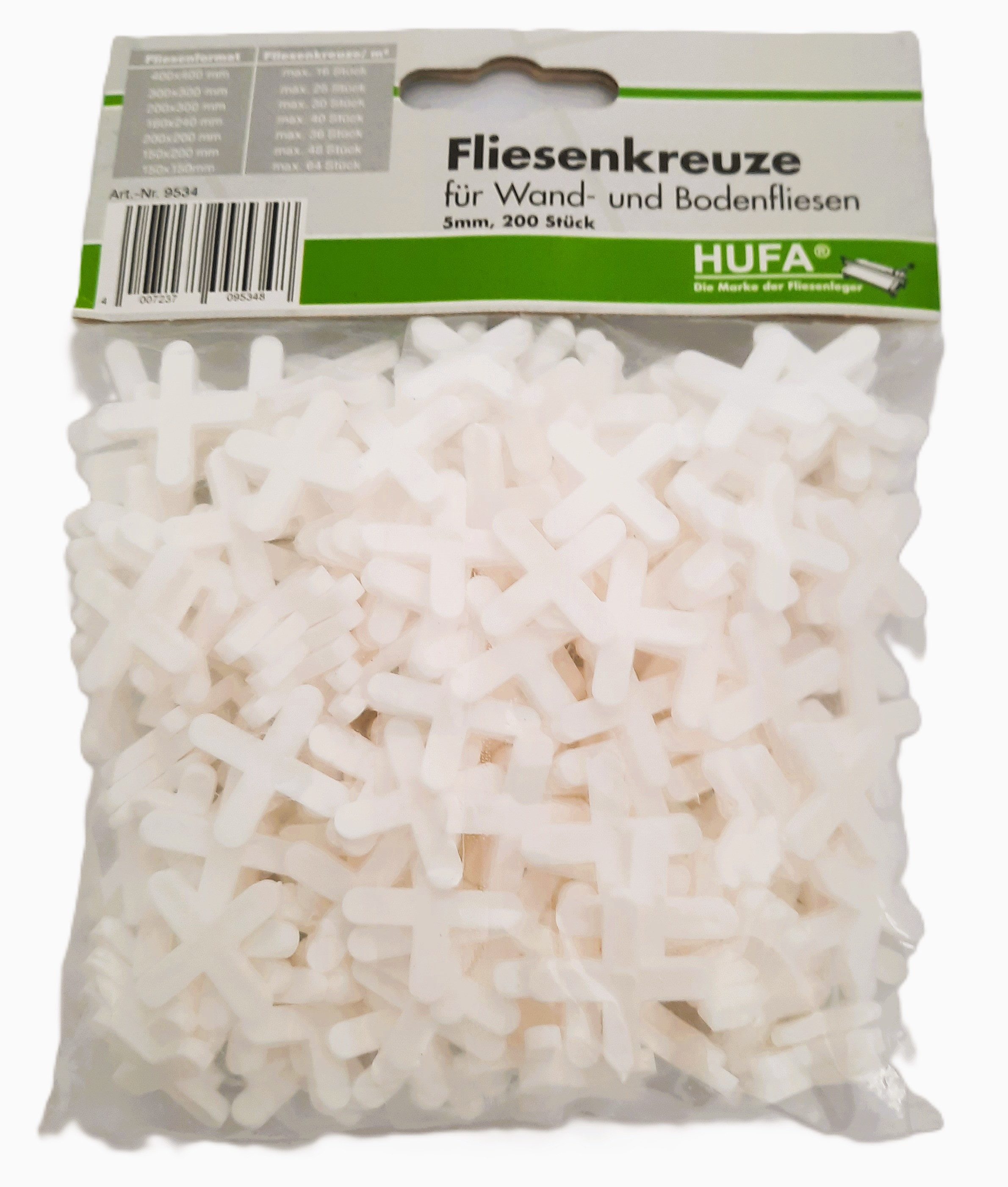 Hufa Fliesenkreuz Hufa Fliesenleger Kunststoff Fliesenkreuze weiß 5mm 200 Stück für Wand- und Bodenfliesen