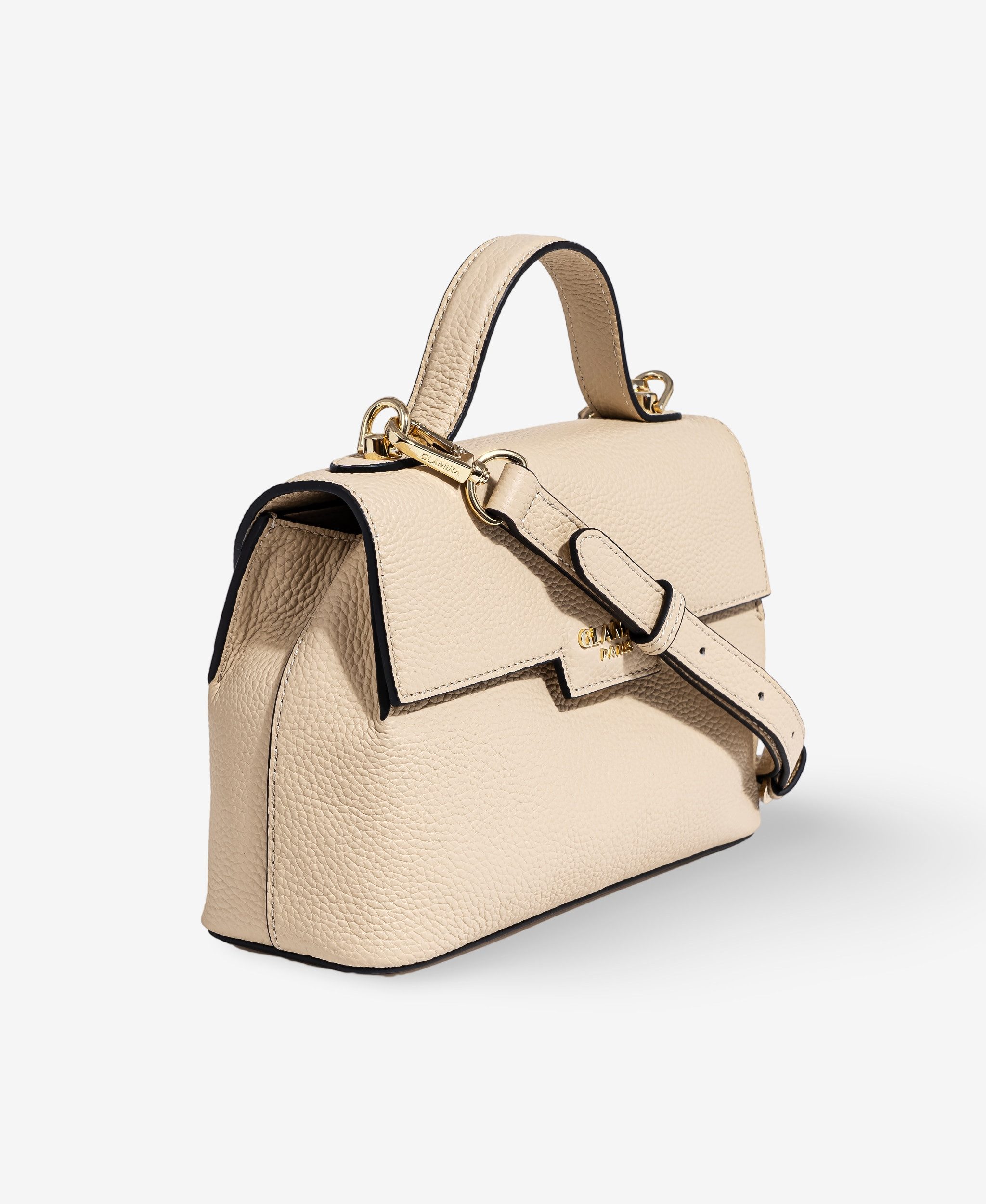 GLAMIRA Umhängetasche GoAnywhere Beige Umhängetasche (1-tlg), echt Leder, mit Tragegriff oben, abnehmbarer Schultergurt