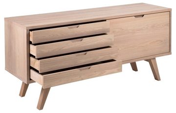 ACTONA GROUP Anrichte A-Line, Sideboard, weiß pigmentierte Eiche, 1 Tür, 4 Schubladen, Breite 160 cm