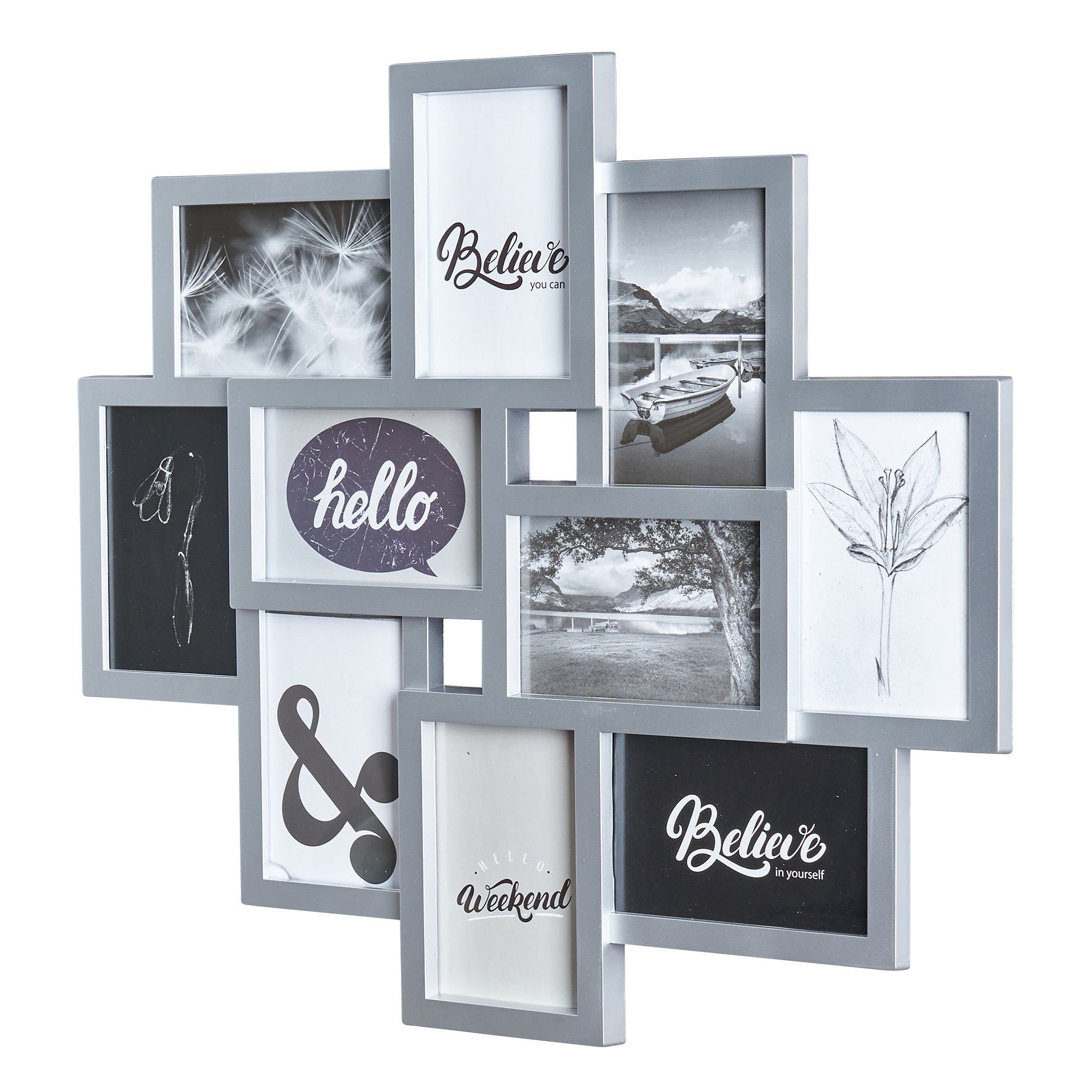 Levandeo® Bilderrahmen Collage, Bilderrahmen Silber 10 Fotos Fotogalerie Fo günstig online kaufen