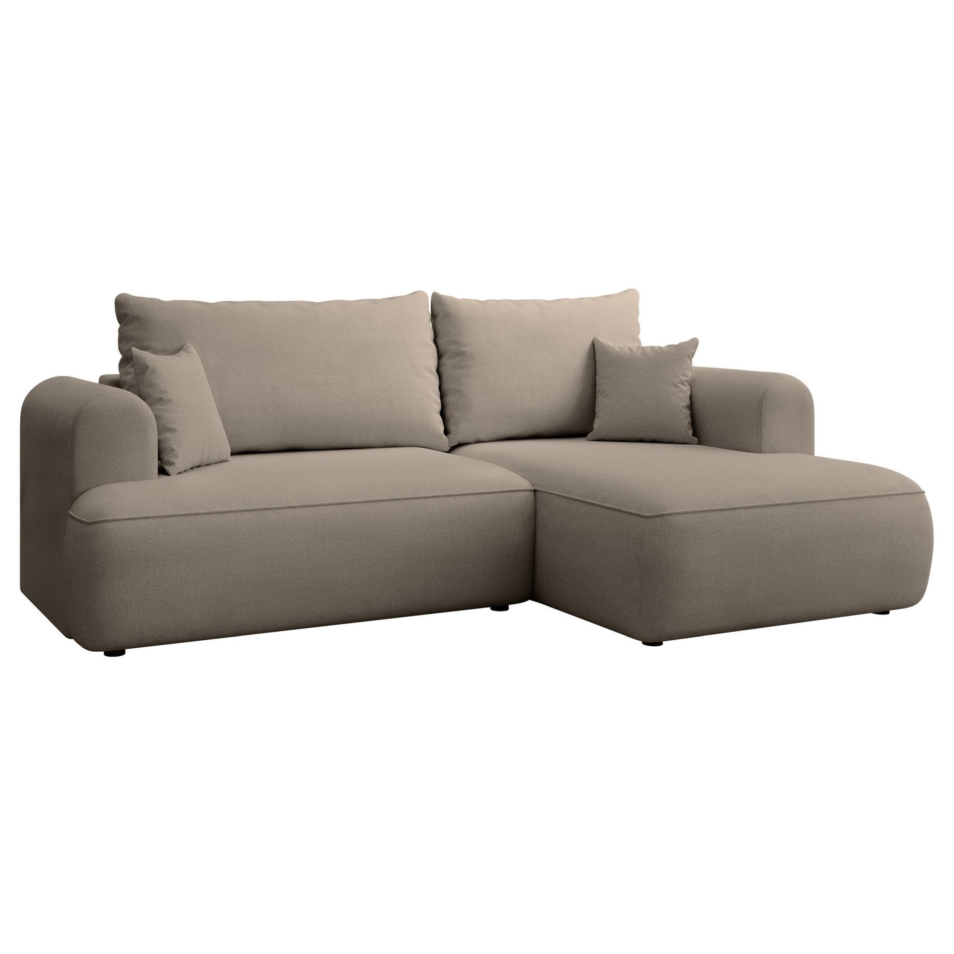 Selsey Ecksofa OVO MINI, Schlaffunktion 124x190 cm, Bettkasten, 2 Zierkissen