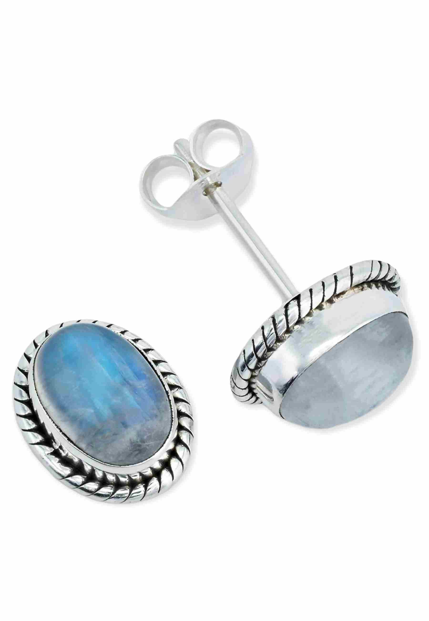 mantraroma Paar Ohrstecker NOHA aus 925 Silber mit Regenbogen Mondstein (Pa günstig online kaufen