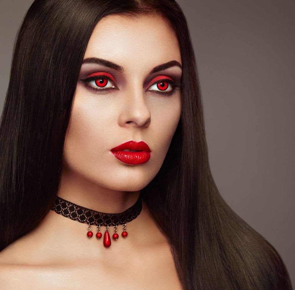 aricona Farblinsen Rote Farbige Kontaktlinsen Halloween Kostüm Zombie  Vampir Fasching, ohne Stärke, 2 Stück