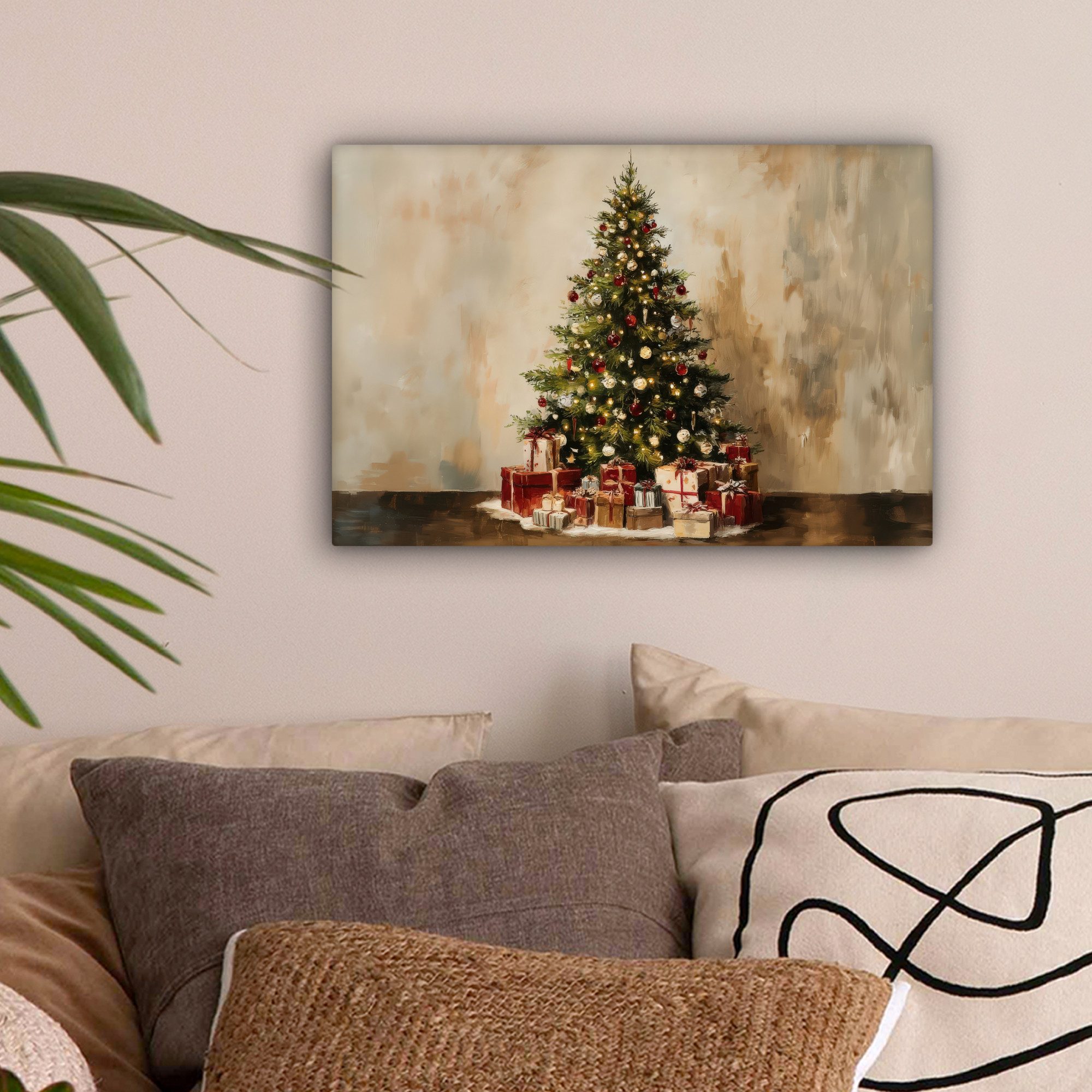 OneMillionCanvasses® Leinwandbild Weihnachtsbaum - Geschmückt - Farbenfroh, günstig online kaufen