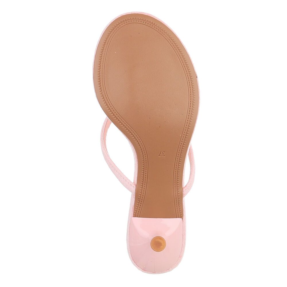 Ital-Design Damen Zehentrenner Pantolette mit Schmuckdetail und Absatz Zehentrenner (91848887) Pfennig-/Stilettoabsatz Sandalen & Sandaletten in Hellrosa