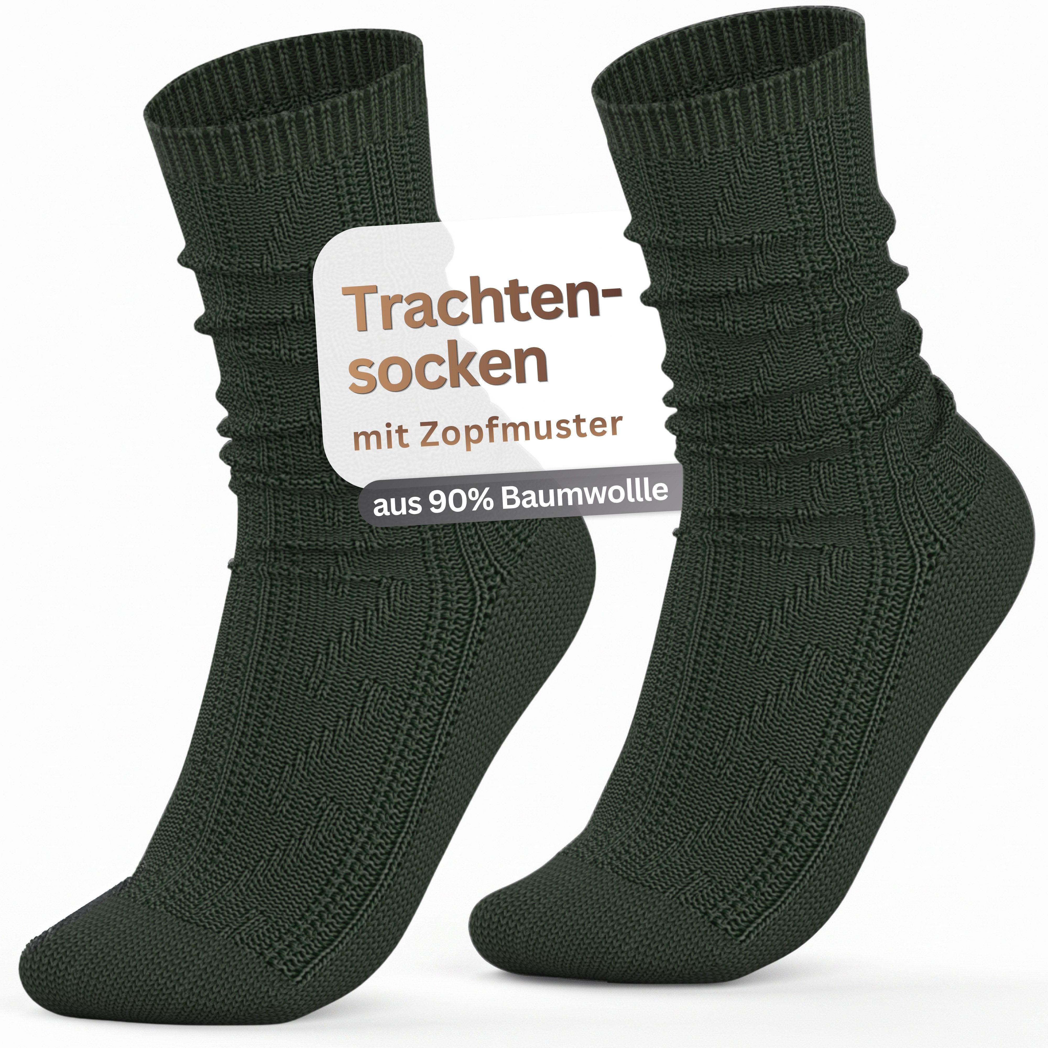 MEDOLY Trachtensocken Schoppersocke aus 90% Baumwolle Trachtenstrümpfe (1 Paar) mit Zopfmuster