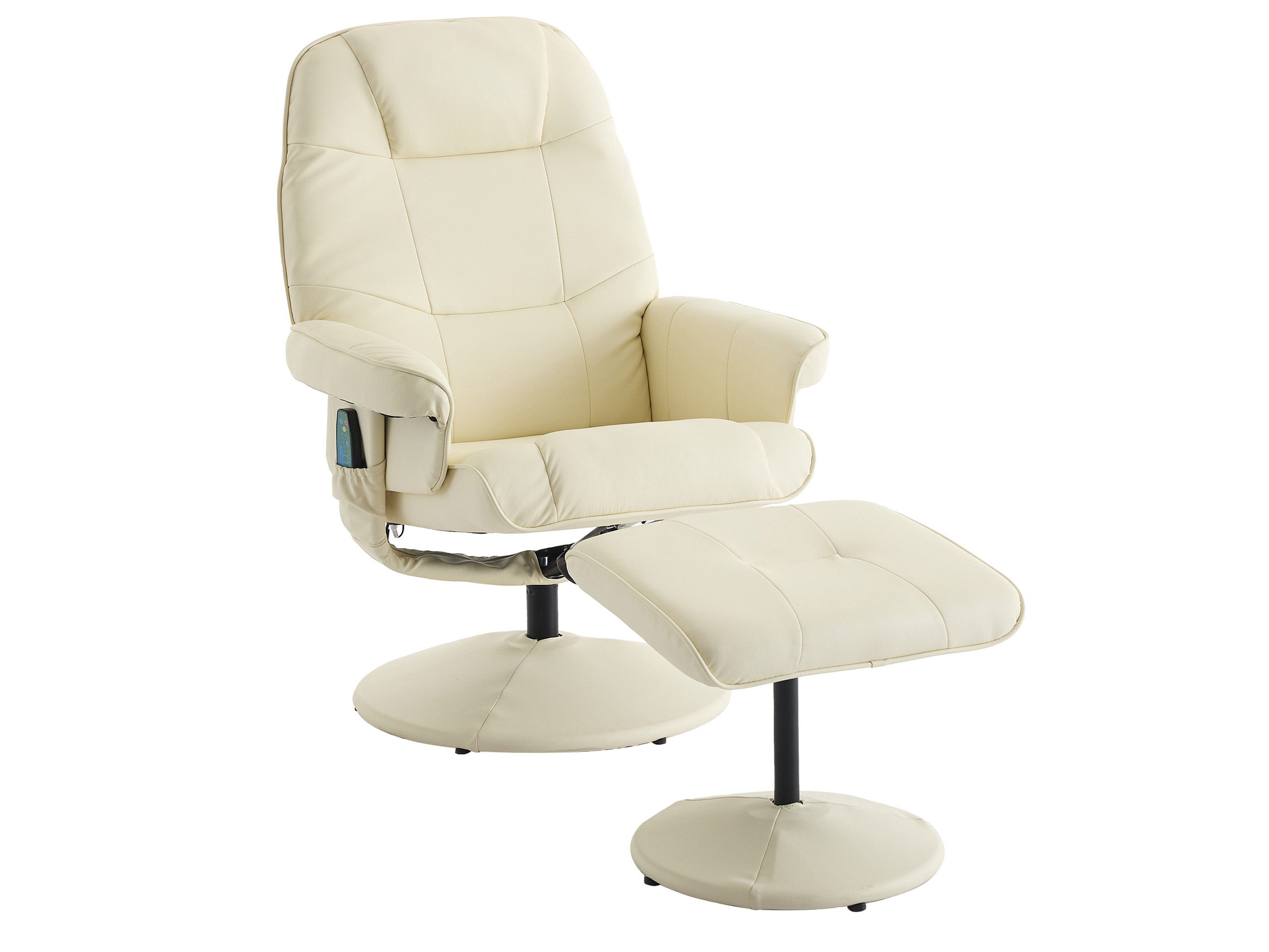 SeedWave Loungesessel mit Hocker, 360° Drehbarer PU Relaxsessel mit Massage, Sitzheizung (bestehend aus Кресла und Hocker), Die Neigung der Rücklehne bis zu 140°, 1 Seitentasche