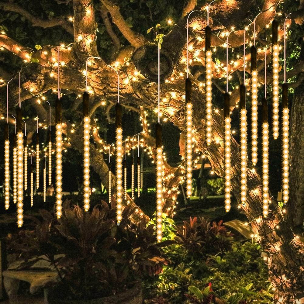 Sunicol LED-Lichterkette LED Meteorschauer Lichterkette Lichterregen,50cm,Weihnachtsdeko, Wasserdichte warmesWeiß