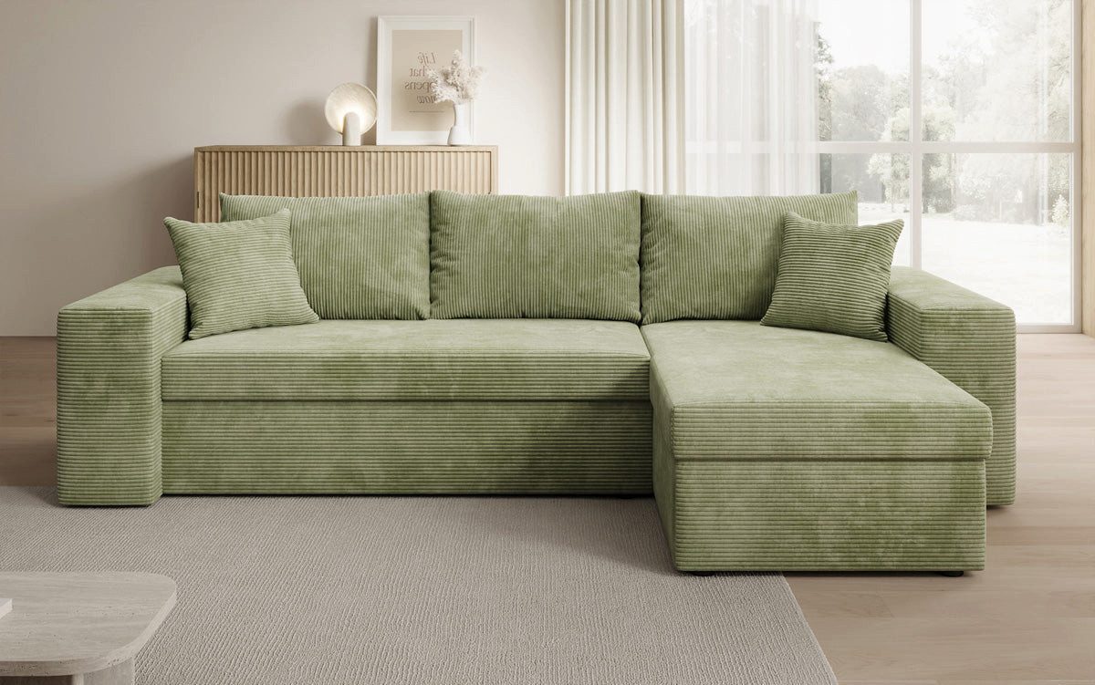 Luxusbetten24 Schlafsofa Designer Sofa Denver in Cord, mit Stauraum und Schlaffunktion