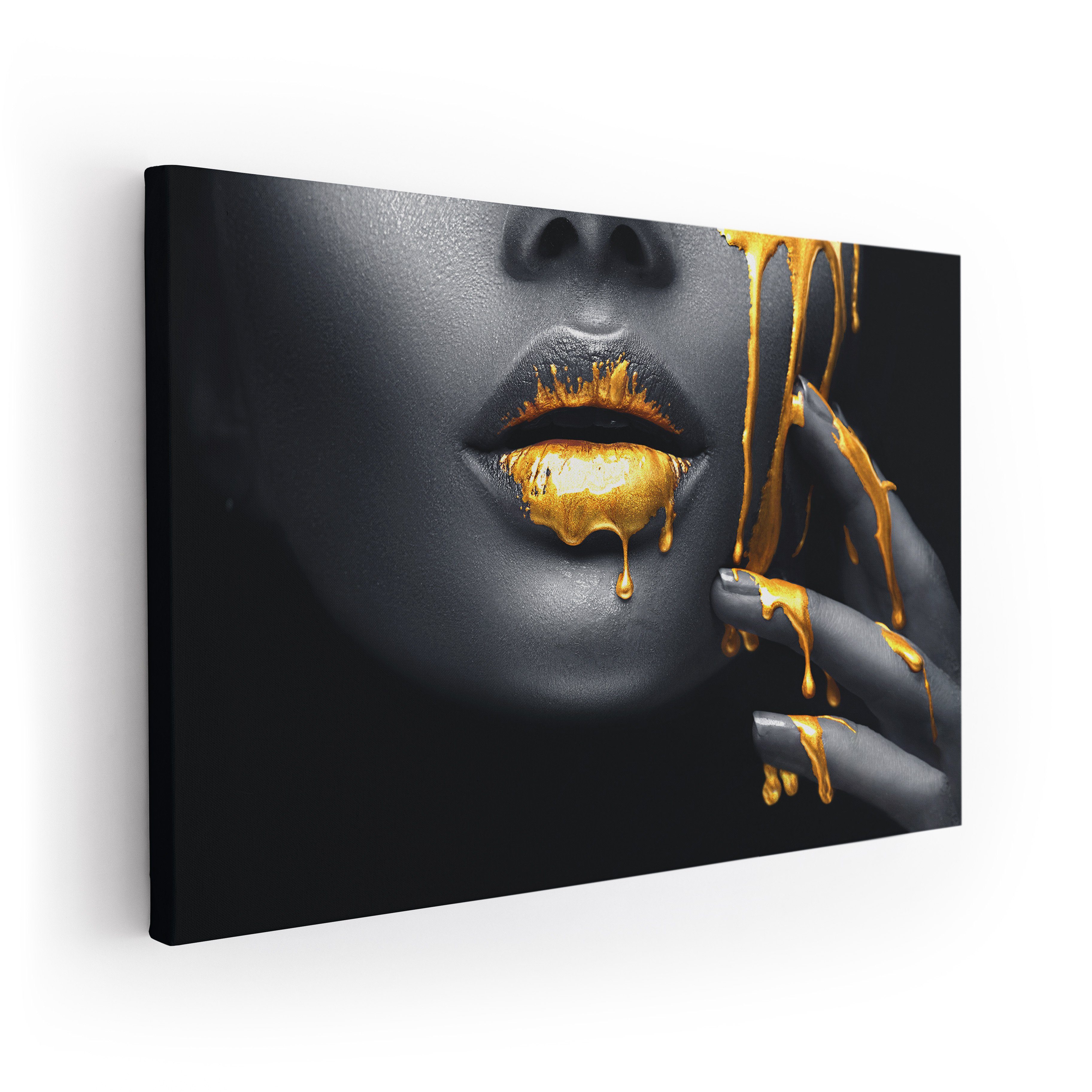 ArtMind Wandbild Golden face, Premium Wandbilder als Poster & gerahmte Leinwand in 4 Größen, Wall Art, Bild, Canva