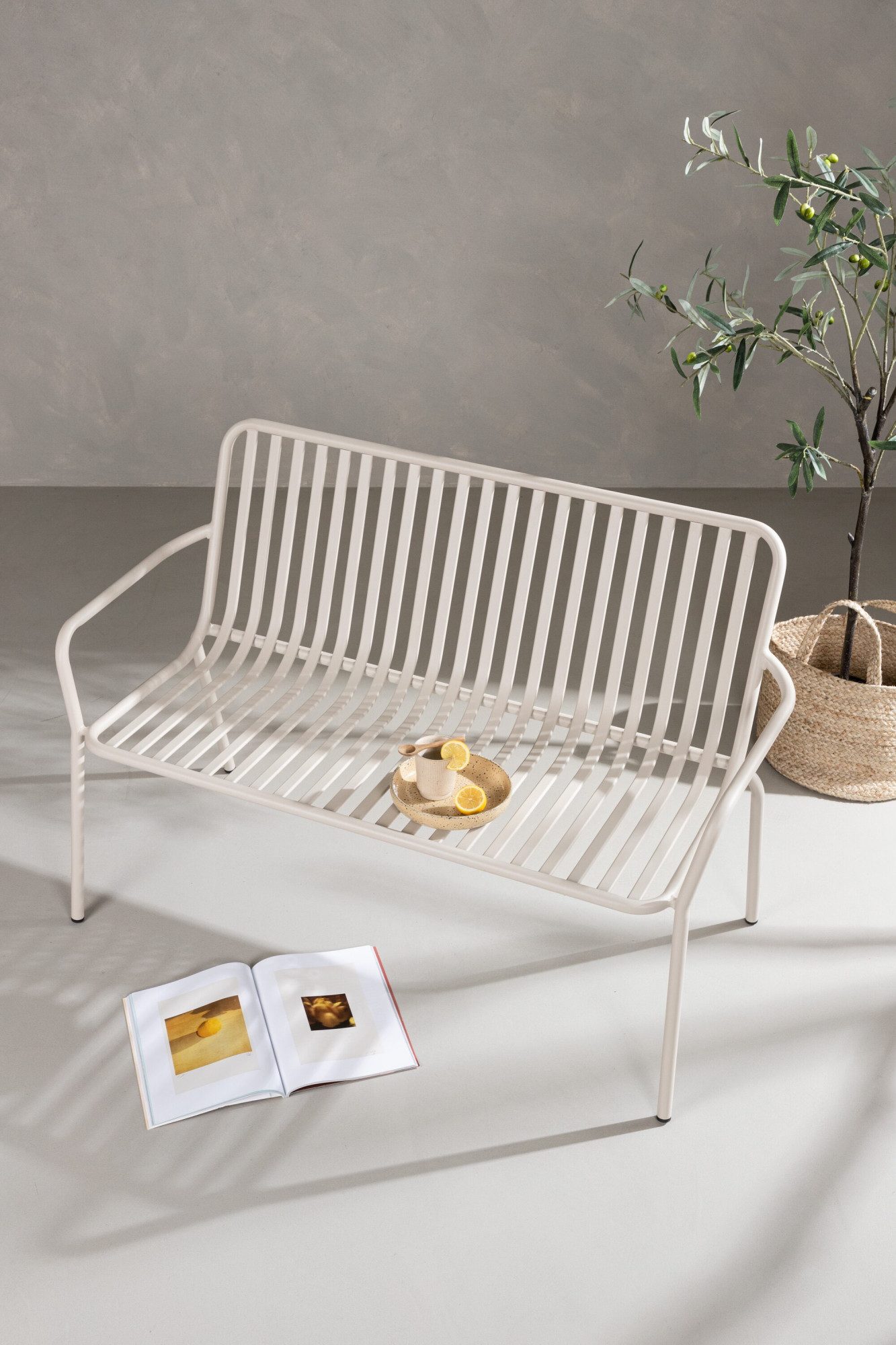 Venture Home Gartenlounge-Bank Peking, robustes Bankelement für hohen Sitzkomfort, Sitzbank rund, Aluminiumgestell, leicht, komfortabel