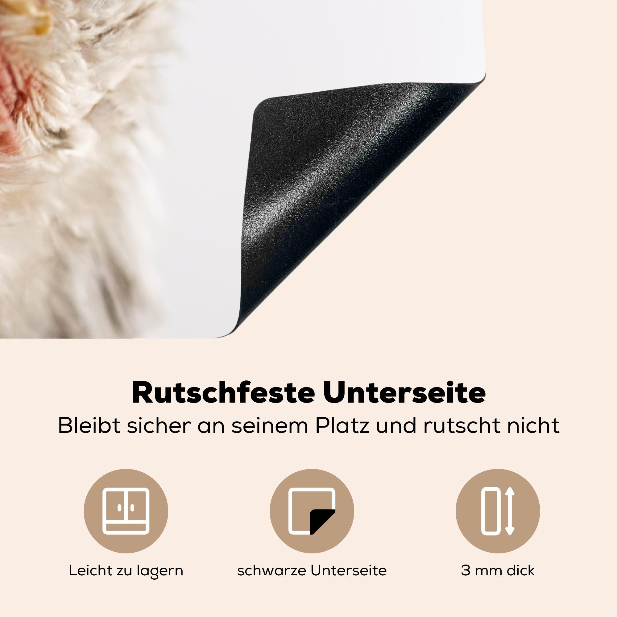 MuchoWow Herdblende-/Abdeckplatte Vogelkopf vom Huhn, die Schutz (1 Ceranfeldabdeckung Induktionskochfeld 81x52 cm, Vinyl, für tlg), küche