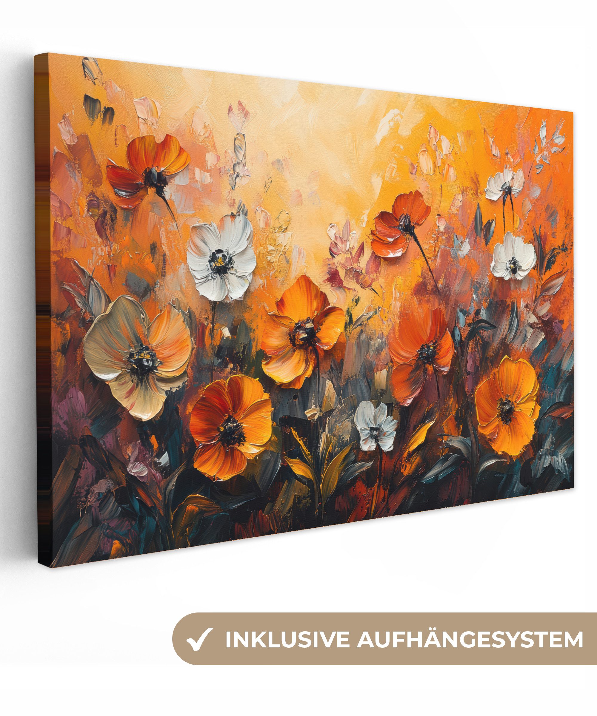 OneMillionCanvasses® Leinwandbild Blumen - Abstrakt - Herbstfarben - Modern günstig online kaufen