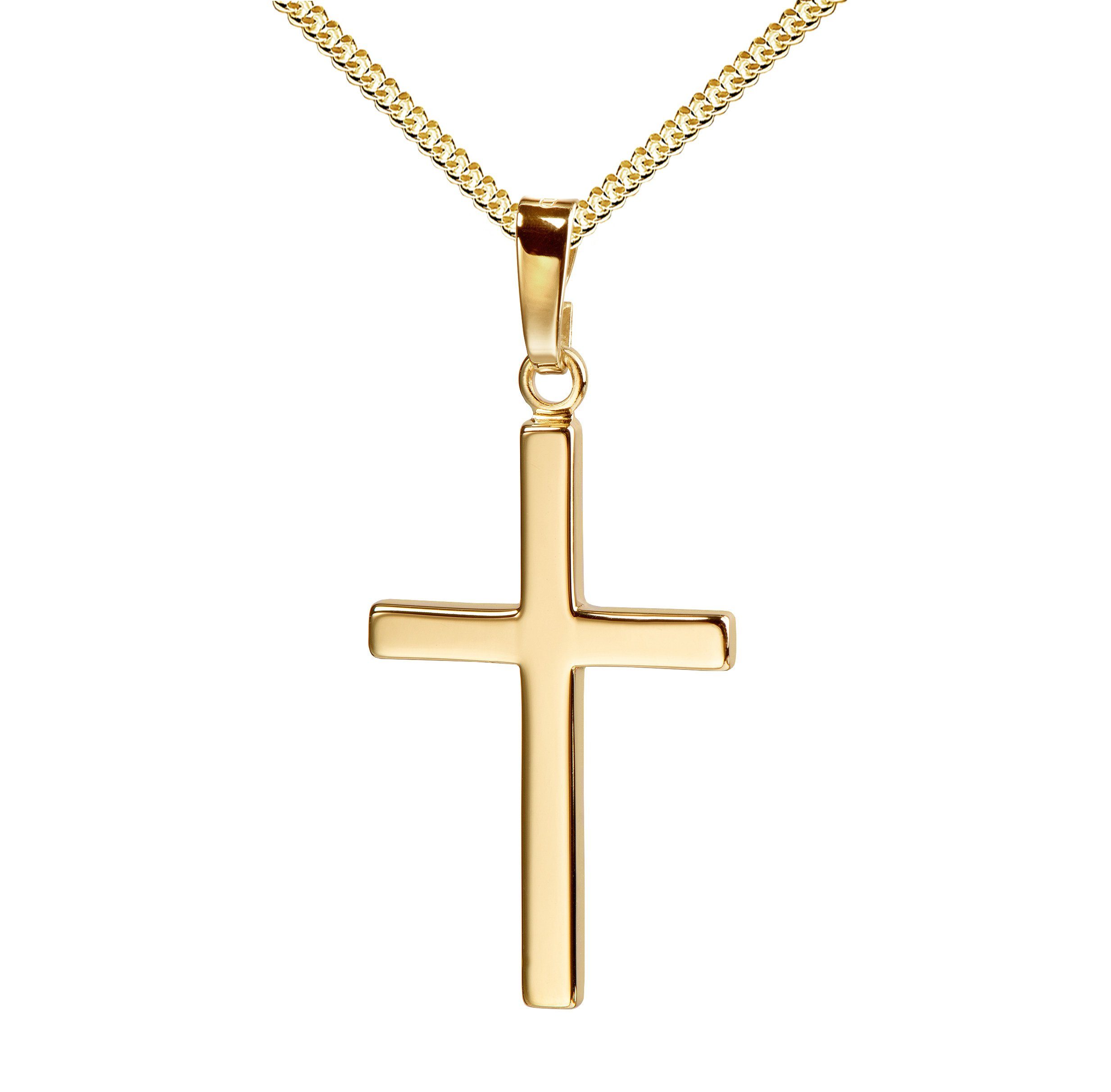 Herren), 70 36 Länge Kette - für (Goldanhänger, JEVELION Damen Kreuzanhänger ohne in Mit Goldkreuz Made Kette. - Germany wählbar Kreuzkette 585 oder vergoldet- cm und