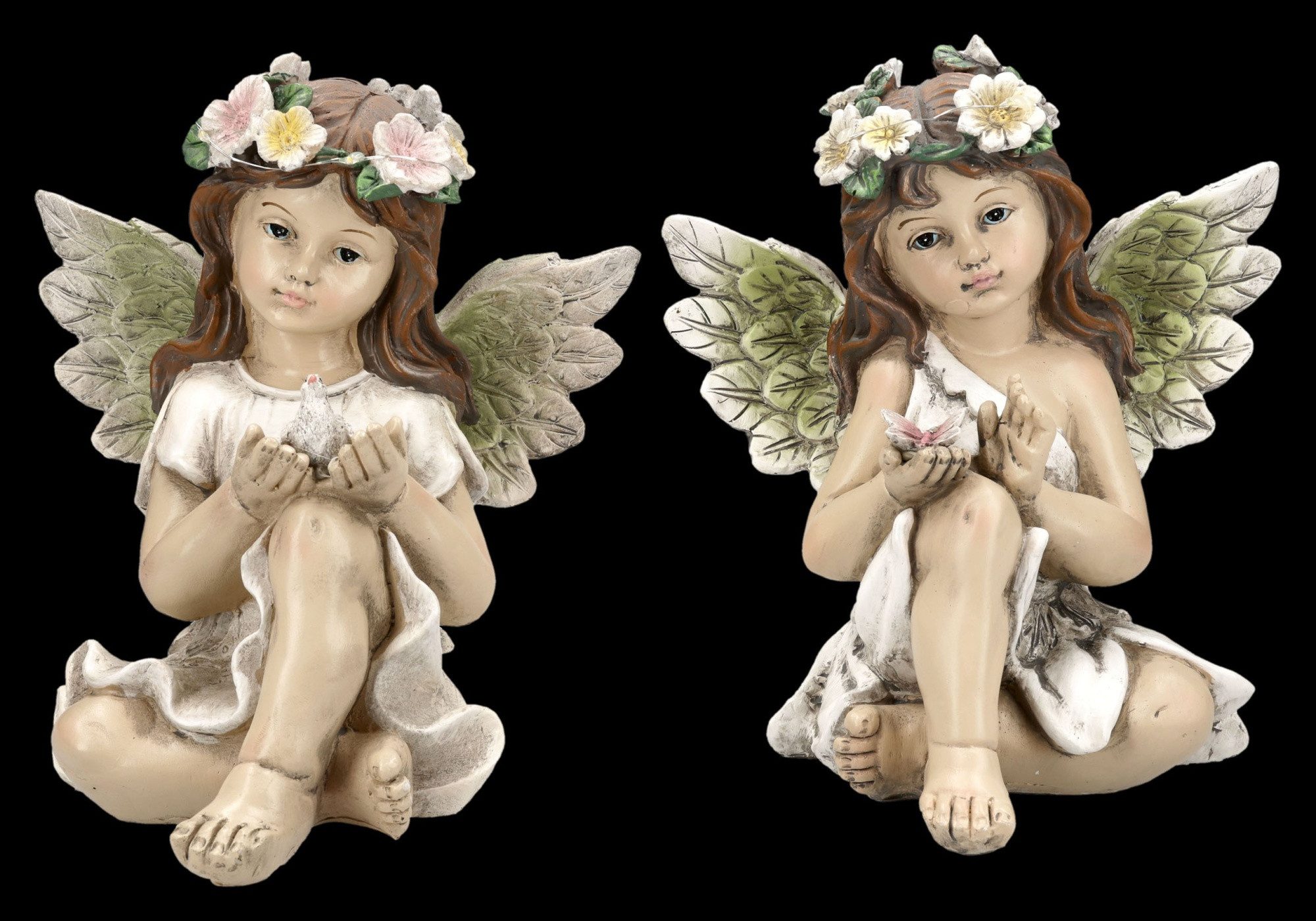 Figuren Shop GmbH Fantasy-Figur Engel Figuren Set – LED Engelmädchen Deko Statue 22 cm handbemalt