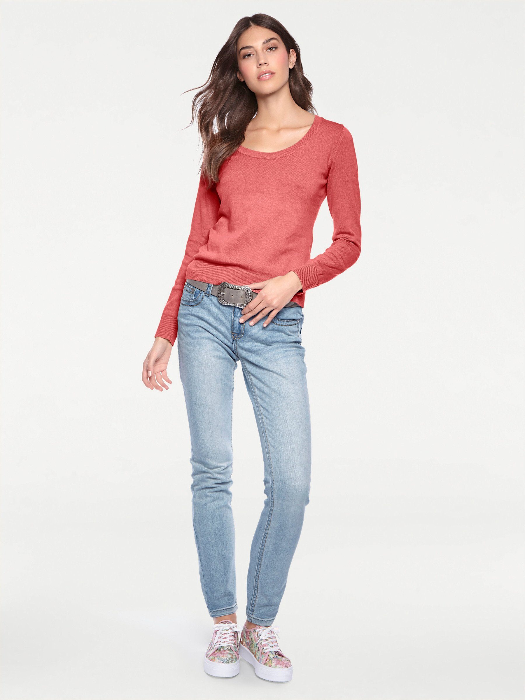 heine Strickpullover Rundhals-Pullover Langarm Feinstrick