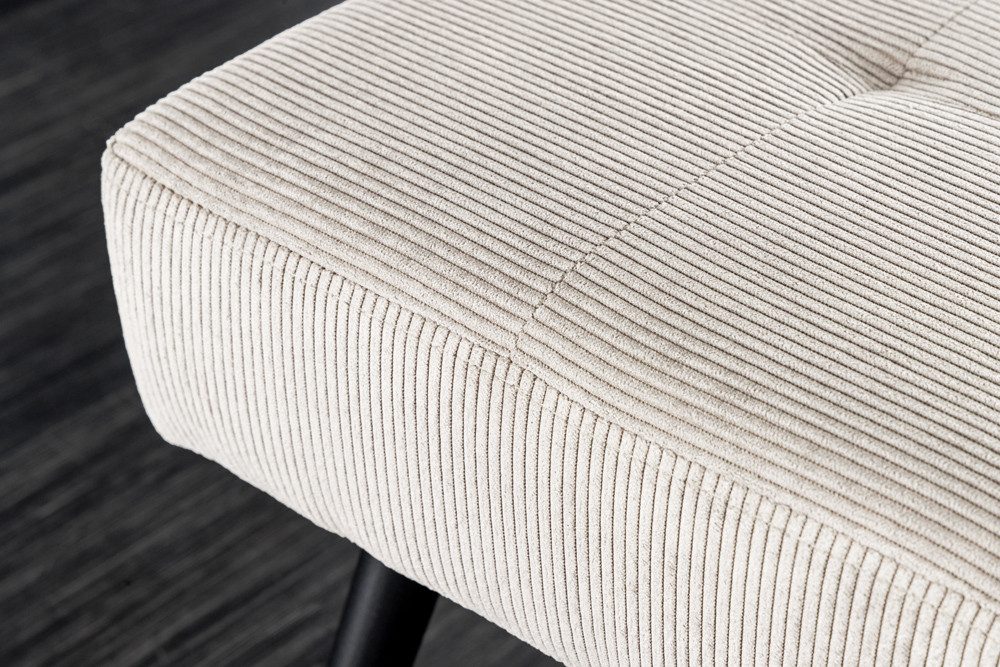 riess-ambiente Sitzbank BOUTIQUE 100cm beige/schwarz - Cord-Bezug, Metallbeine (Einzelartikel, 1-St), bequeme Polsterung mit Ziernähten – ideal für Flur oder Wohnbereich