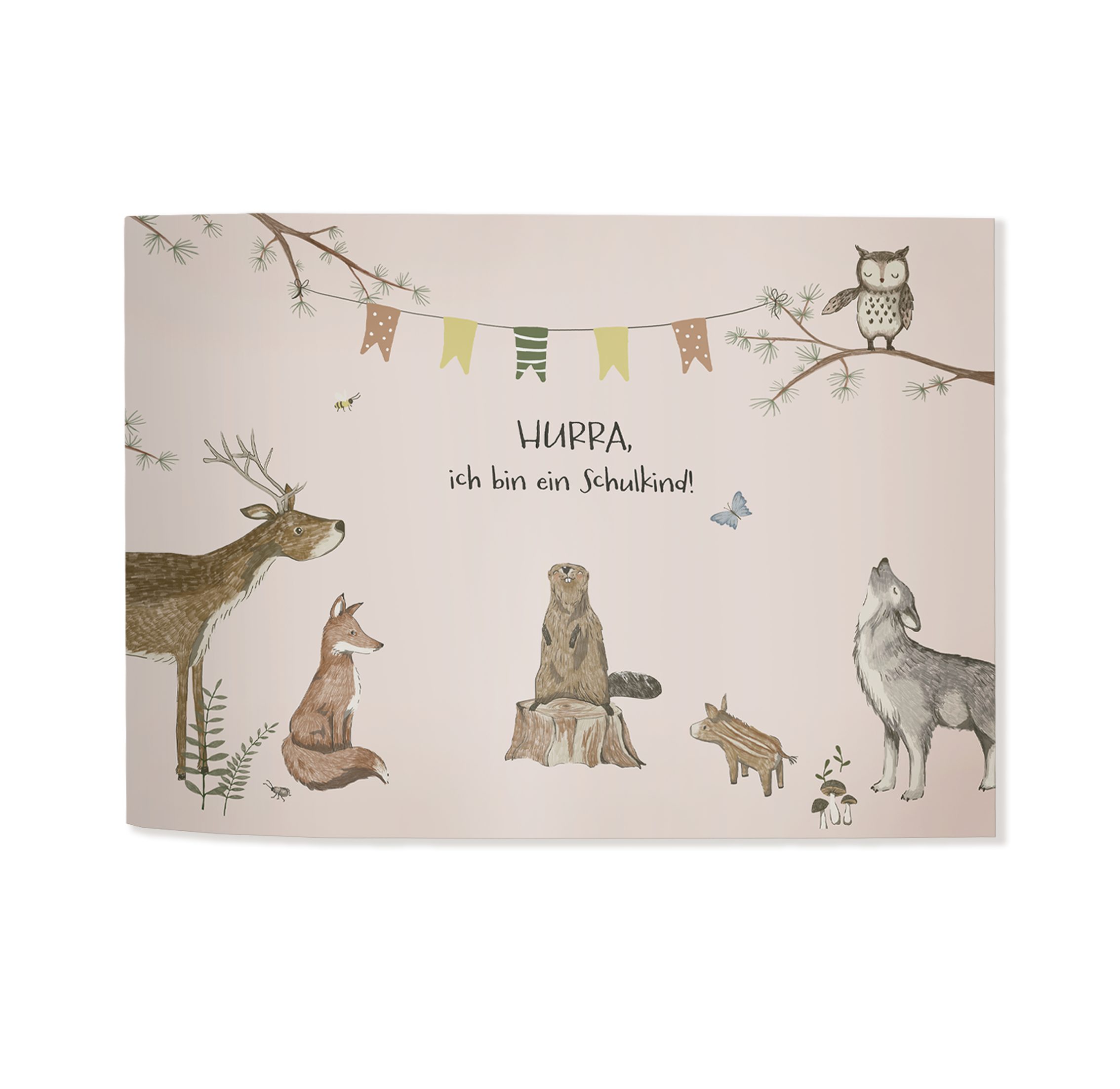 scriptum Freundebuch für Mädchen - „Hurra, ich bin ein Schulkind!“ - Einschulungsbuch rosa 32 Seiten Softcover DIN A5, Made in Germany